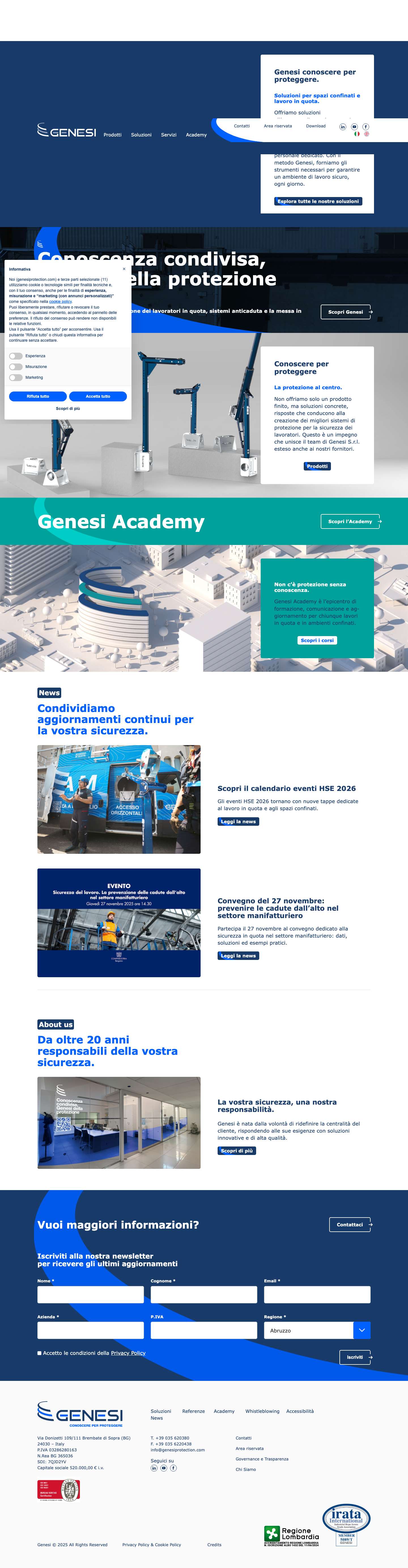 Genesi Protection, Sistemi Anticaduta e Spazi Confinati - Full Screenshot