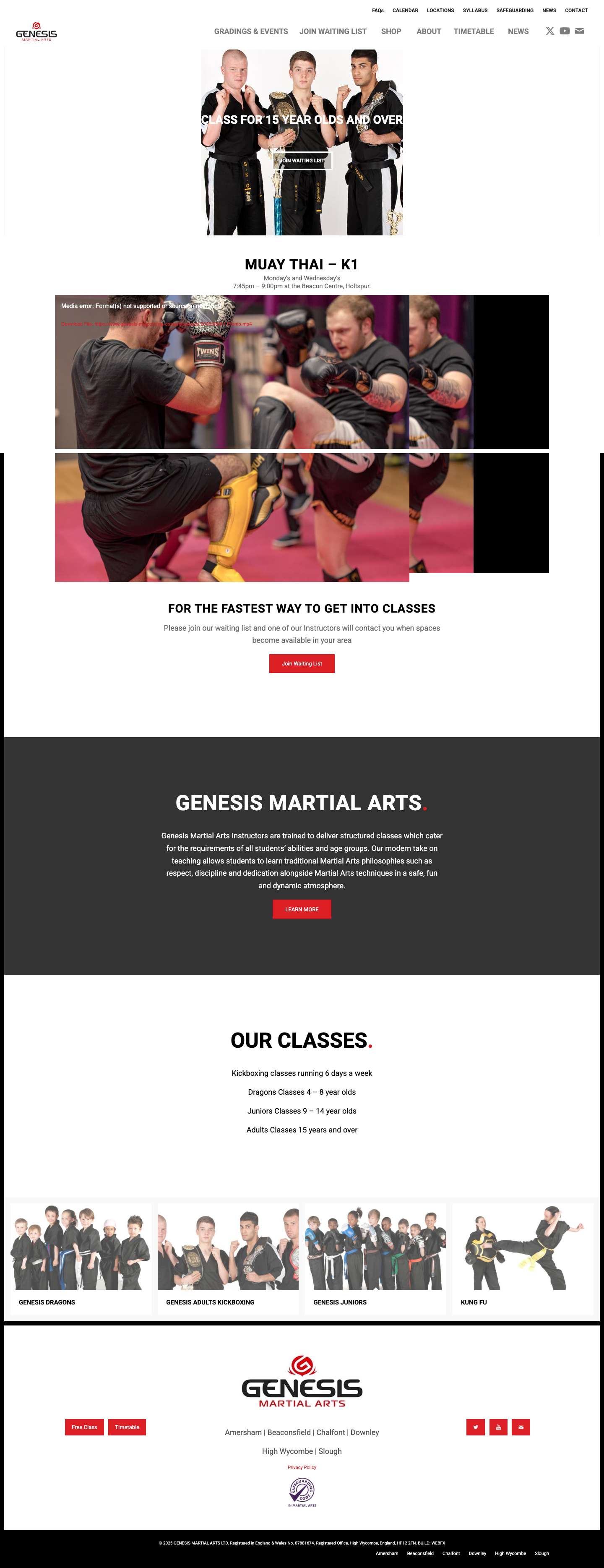 Genesis Martial Arts Classes in Buckinghamshire & Oxfordshire - Full Screenshot