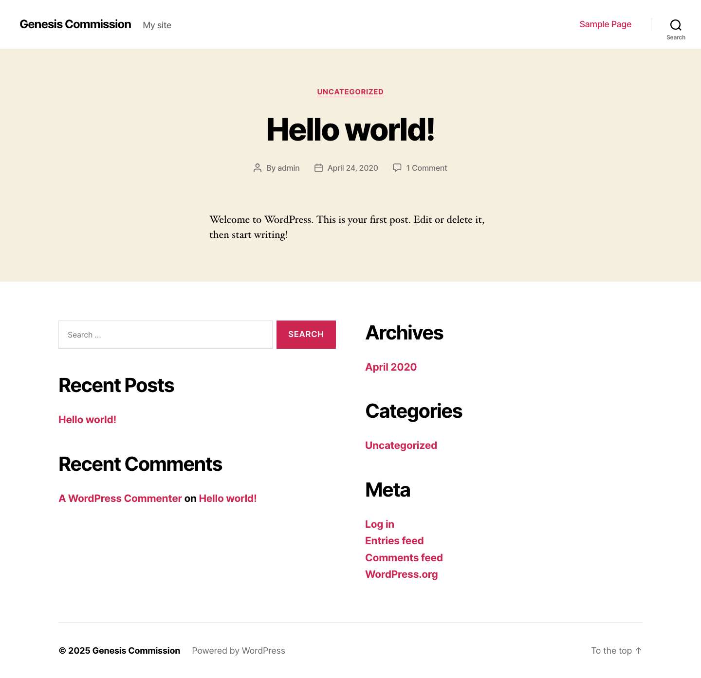 Genesis Commission – My site - Full Screenshot