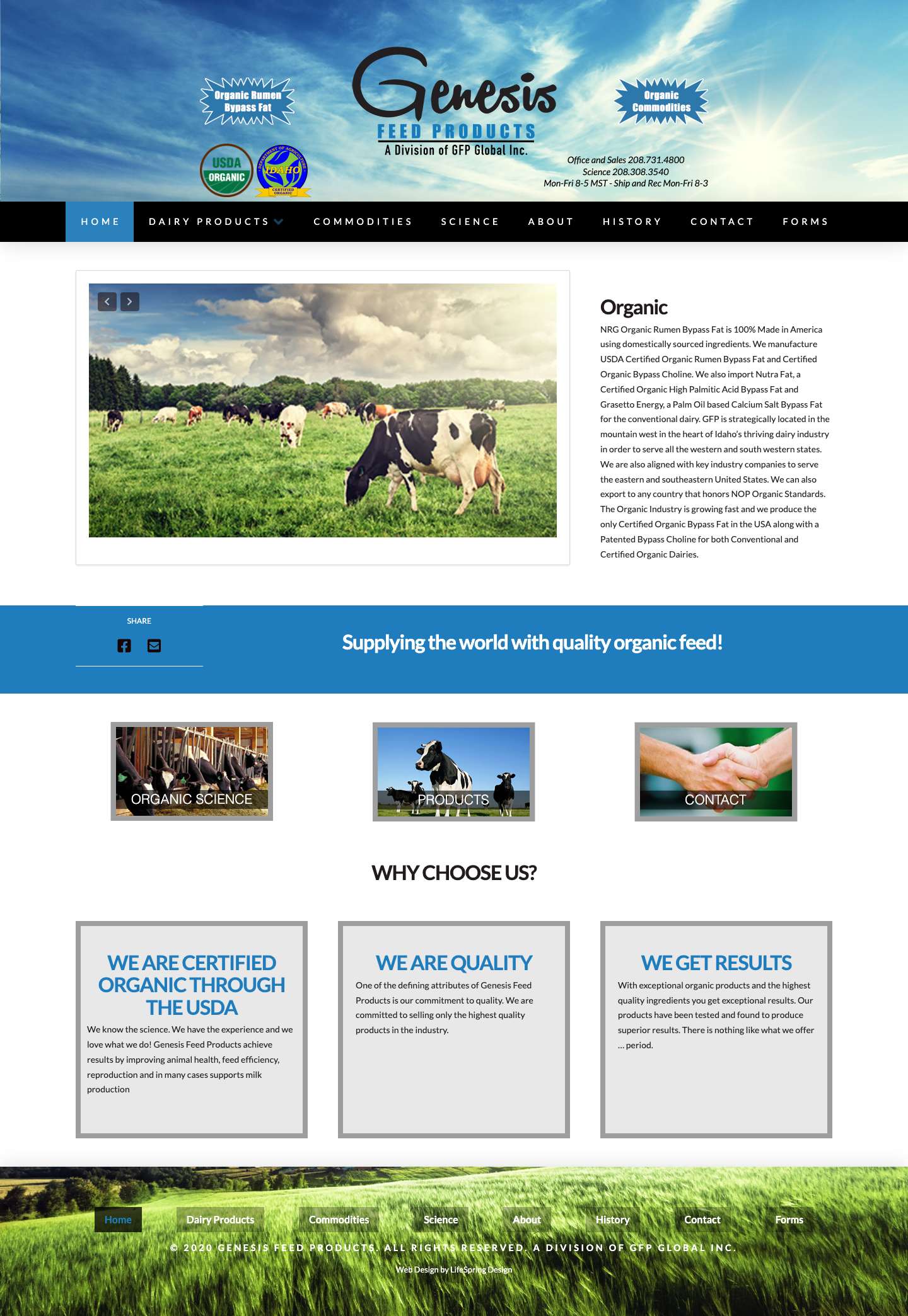 Home - Genesis Feed Products - Organic Feed - Full Screenshot