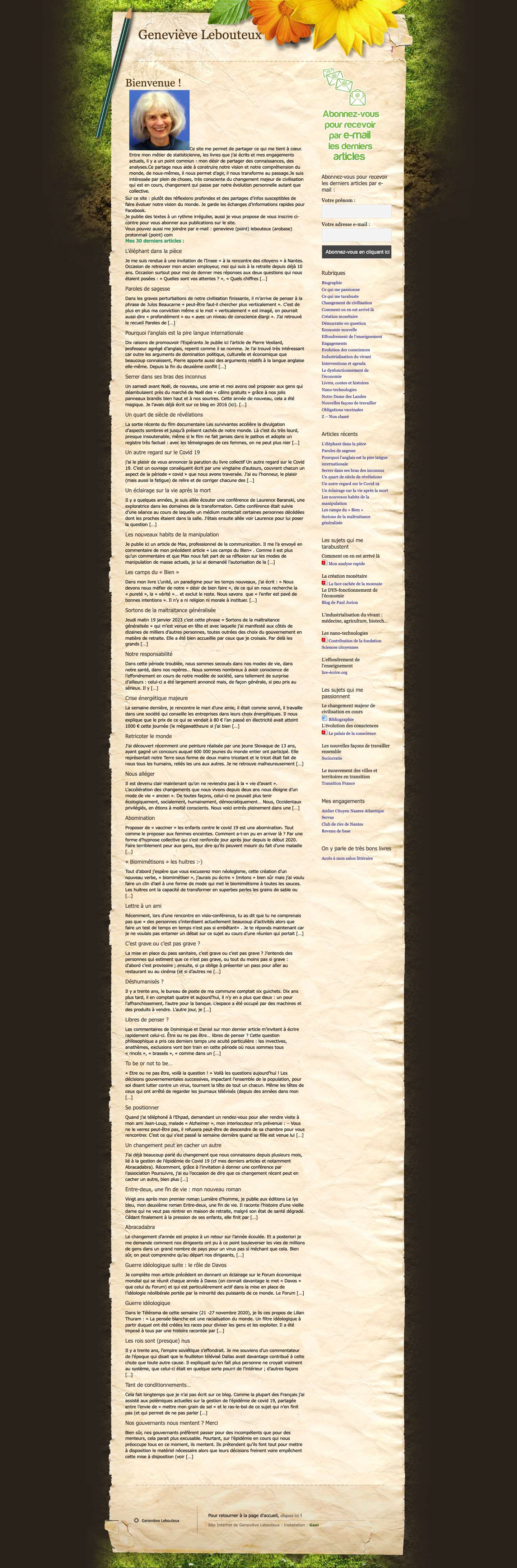 Geneviève Lebouteux Site internet de Geneviève Lebouteux - Full Screenshot