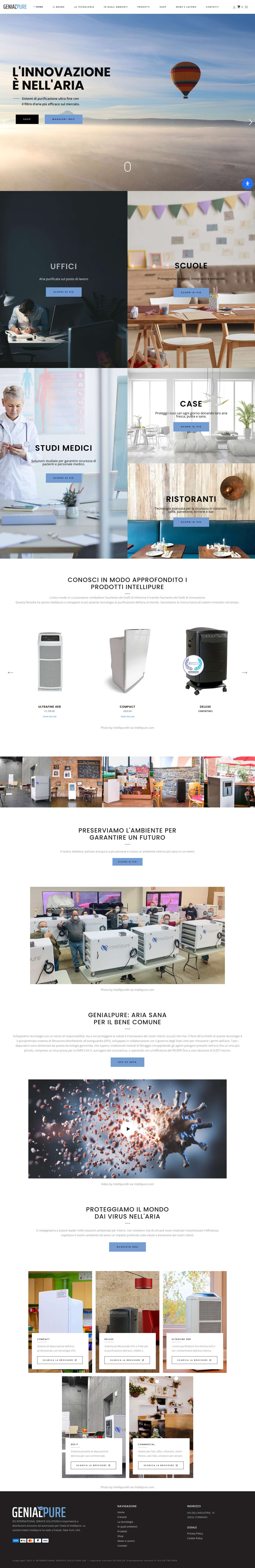 GenialPure | Migliora la qualità dell’aria, Migliora la tua vitaAmerican ExpressApple PayMastercardPayPalVisa - Full Screenshot