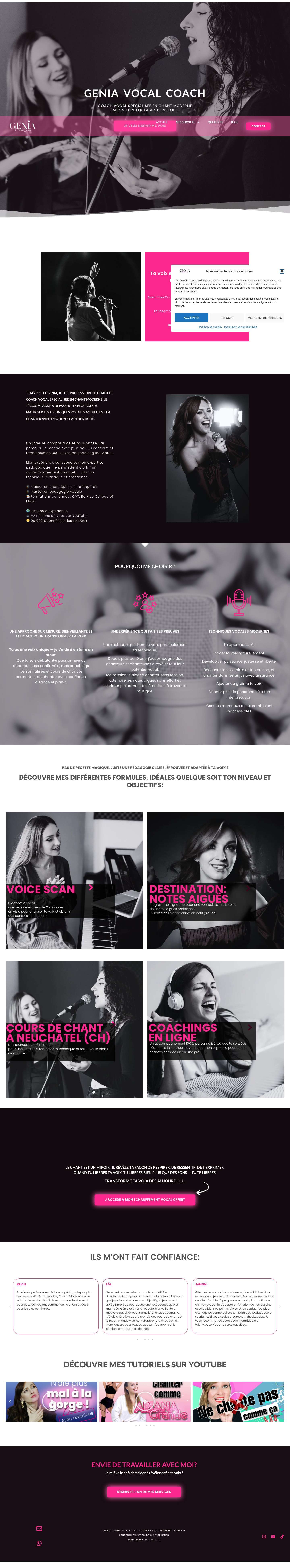 Cours de chant en ligne & coaching vocal - Full Screenshot