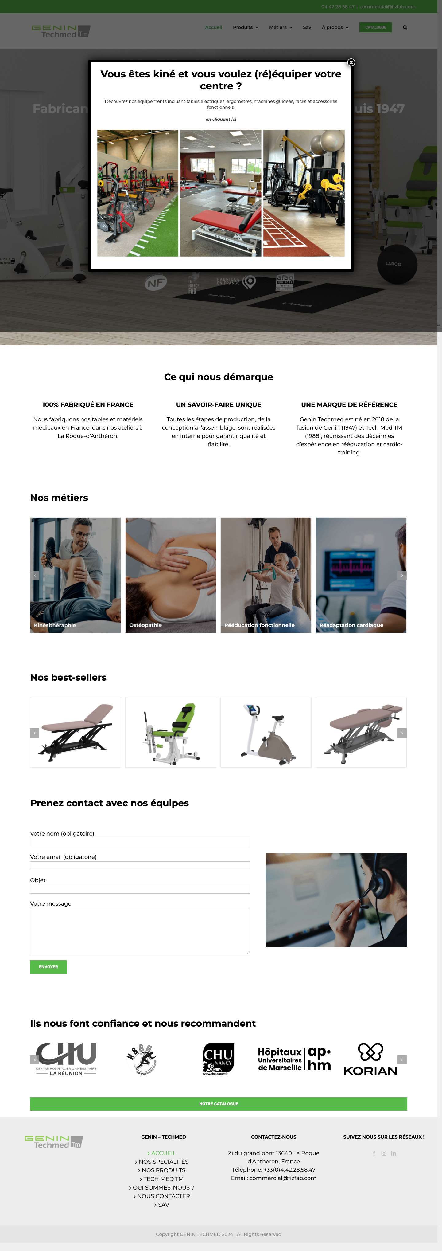 Tables et matériel de rééducation 100% français – Genin Techmed - Full Screenshot