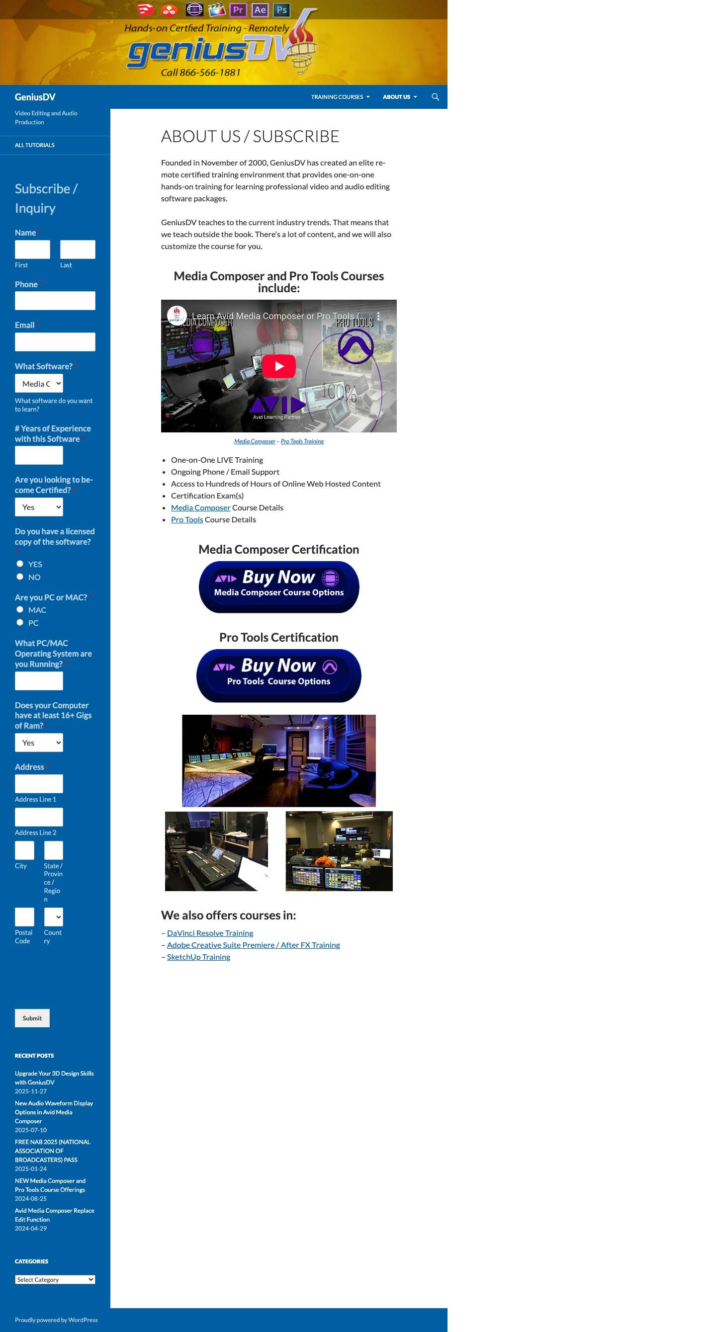 GeniusDV | Video Editing and Audio Production - Full Screenshot