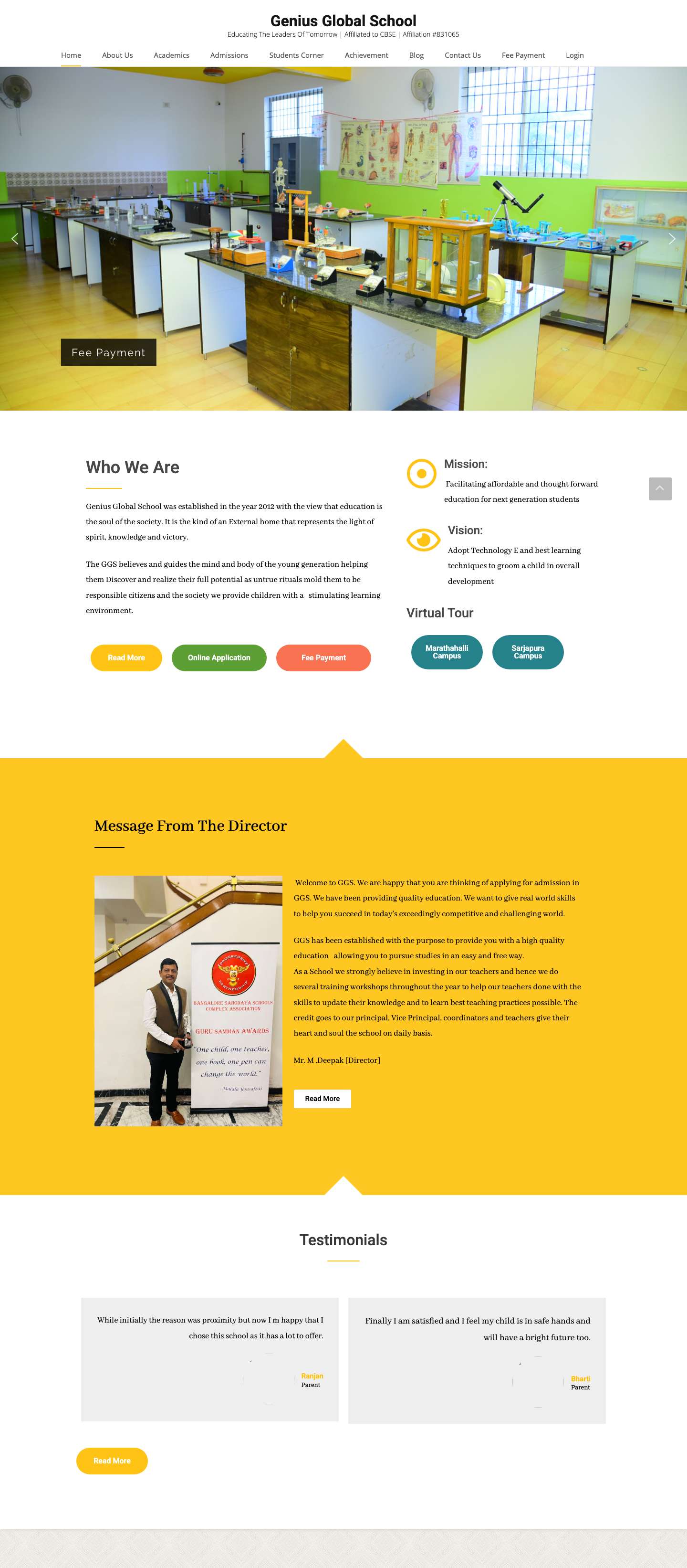 Genius Global School – Educating The Leaders Of Tomorrow | Affiliated to CBSE | Affiliation #831065 - Full Screenshot