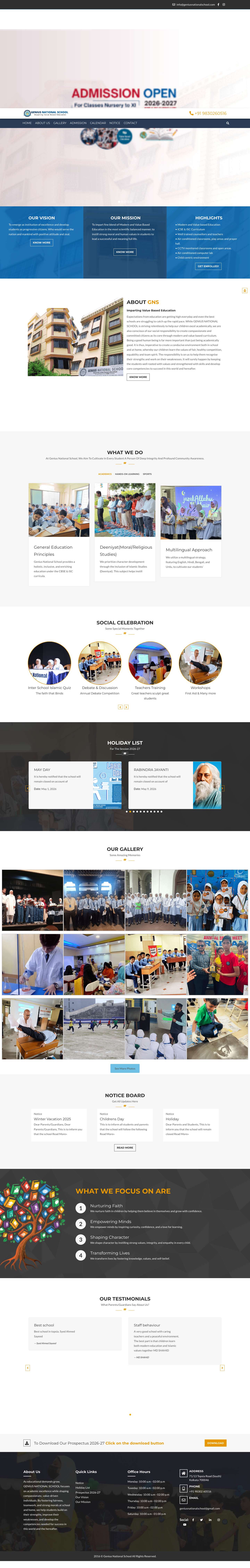 Genius National School – Value Based Education - Full Screenshot