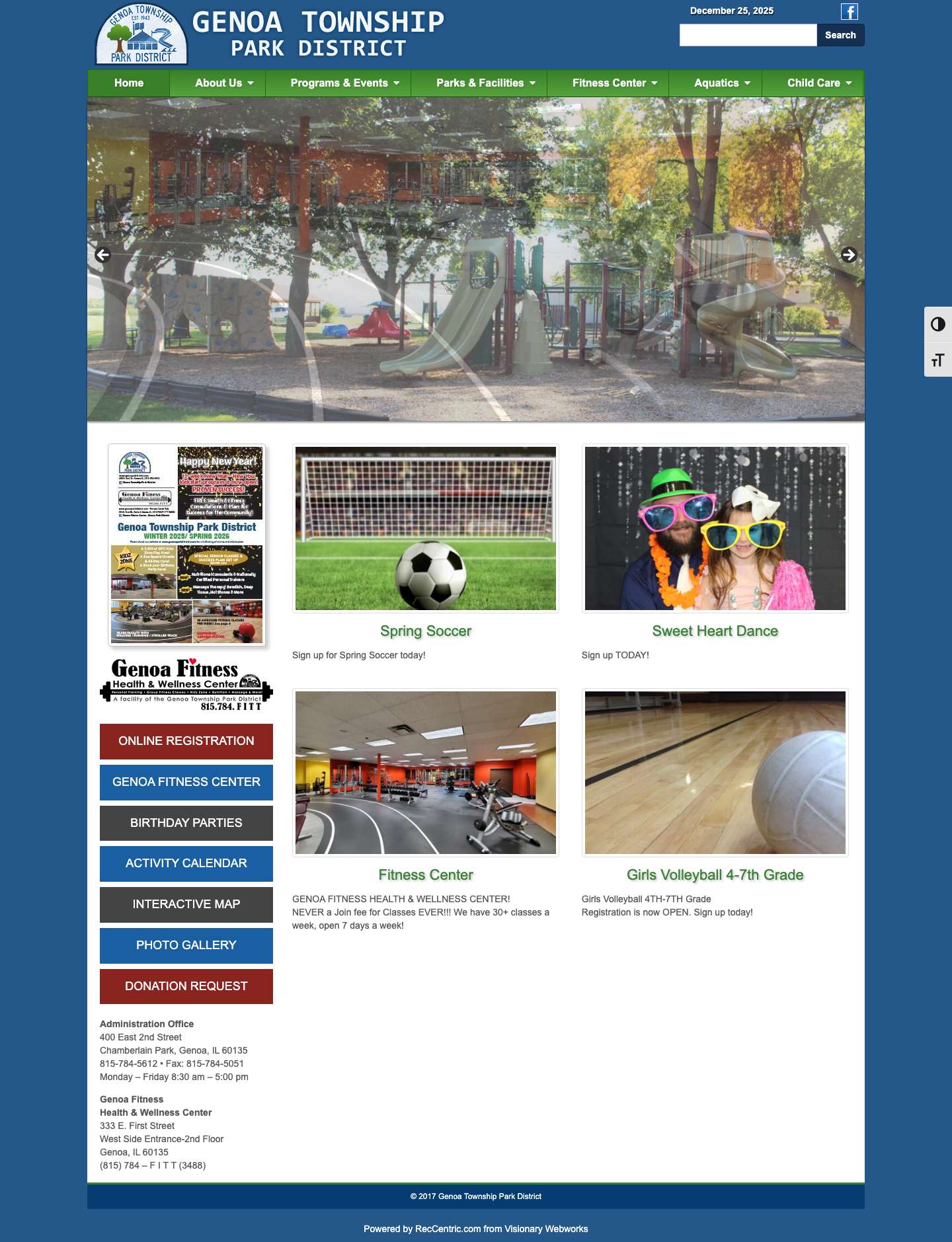 Genoa Township Park District | Enhance the quality of life and the environment to acquire, conserve and protect natural resources and to provide leisure time opportunities. - Full Screenshot