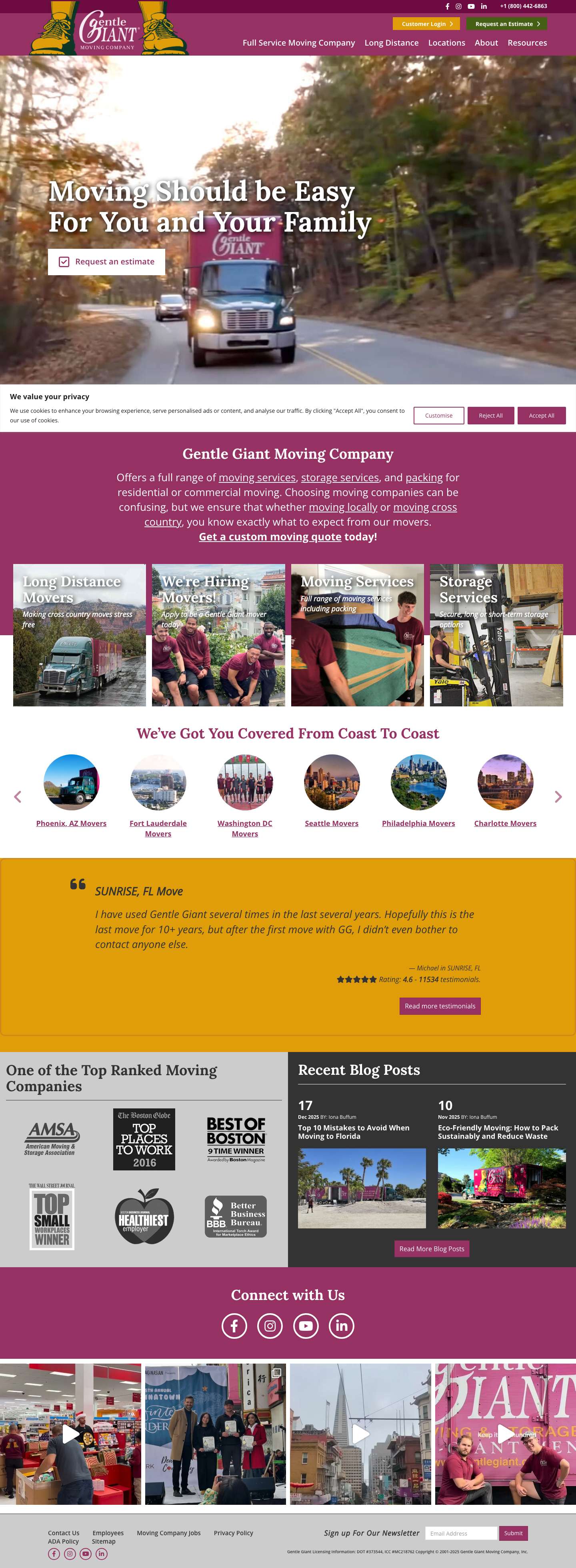 Ranked in Best Moving Companies | Gentle Giant Moving Company - Full Screenshot