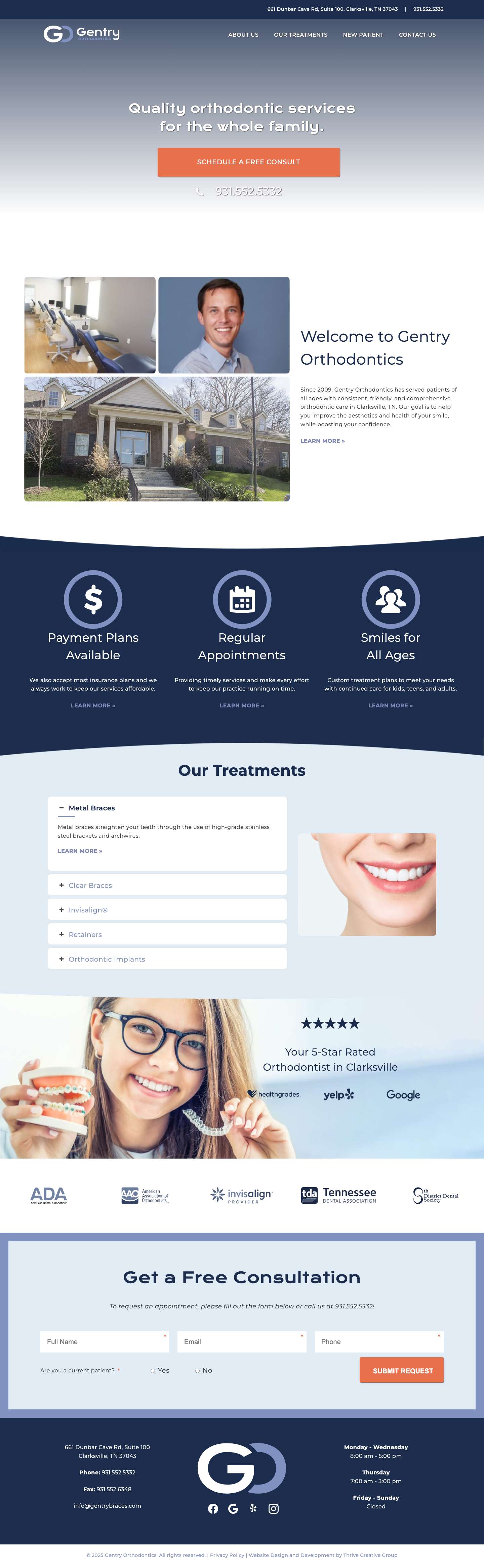 Gentry Orthodontics – Orthodontist in Clarksville, TN | Orthodontics, Appointments, and Consultations - Full Screenshot