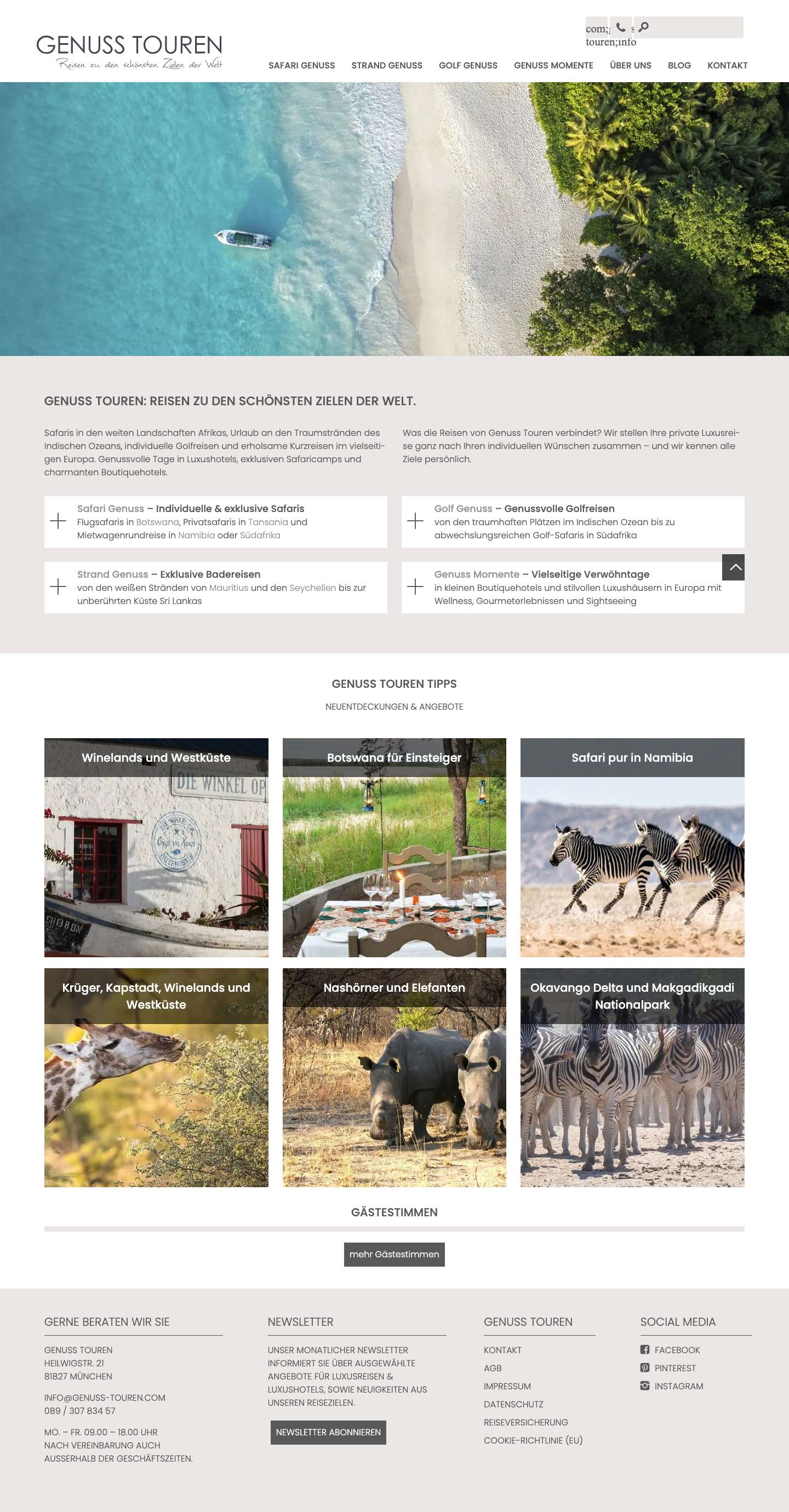 Genuss Touren ǀ Individuelle Luxusreisen und Luxushotels - Full Screenshot