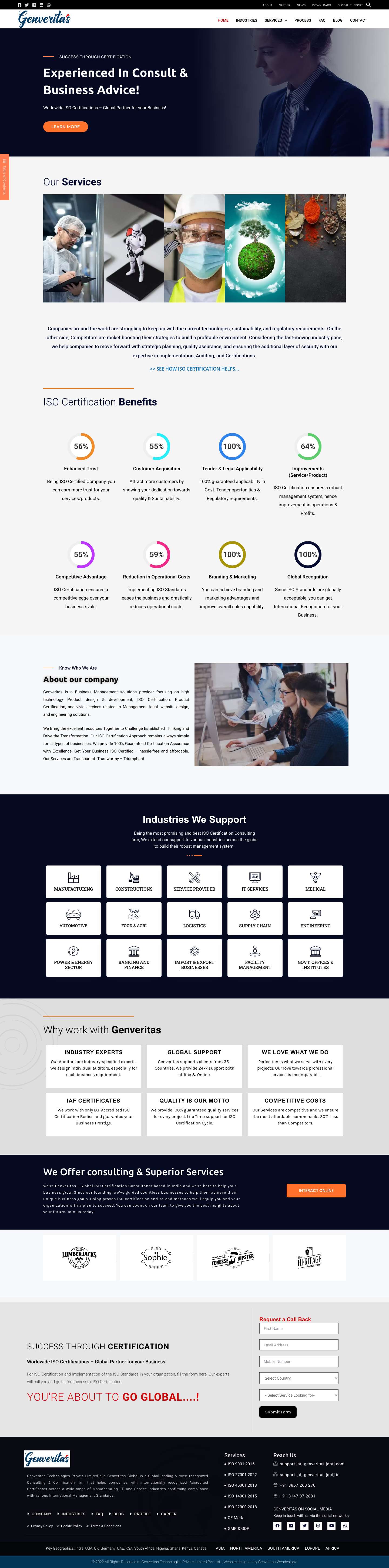 Home | Genveritas Global ISO Certifications - Full Screenshot