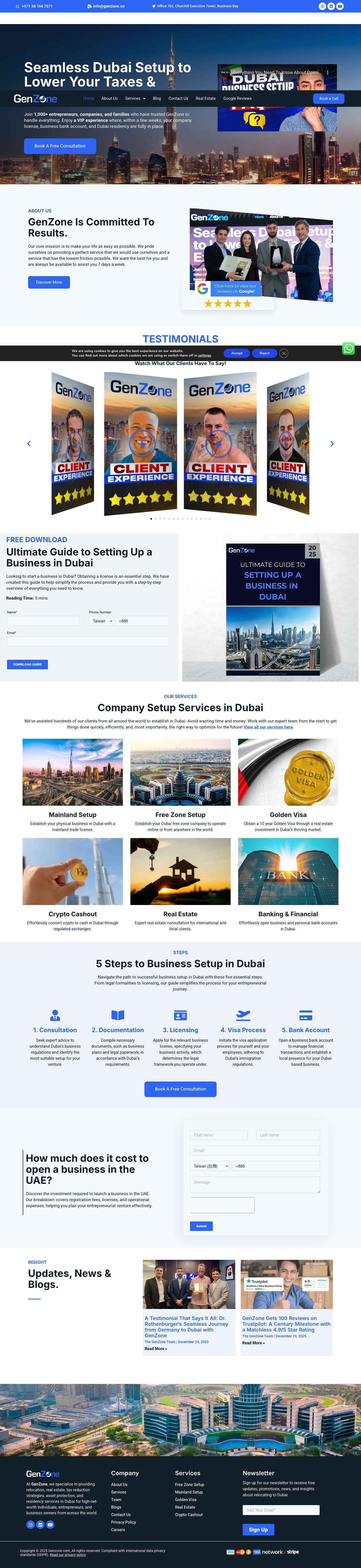 Seamless Dubai Business Setup Solutions | GenZone - Full Screenshot