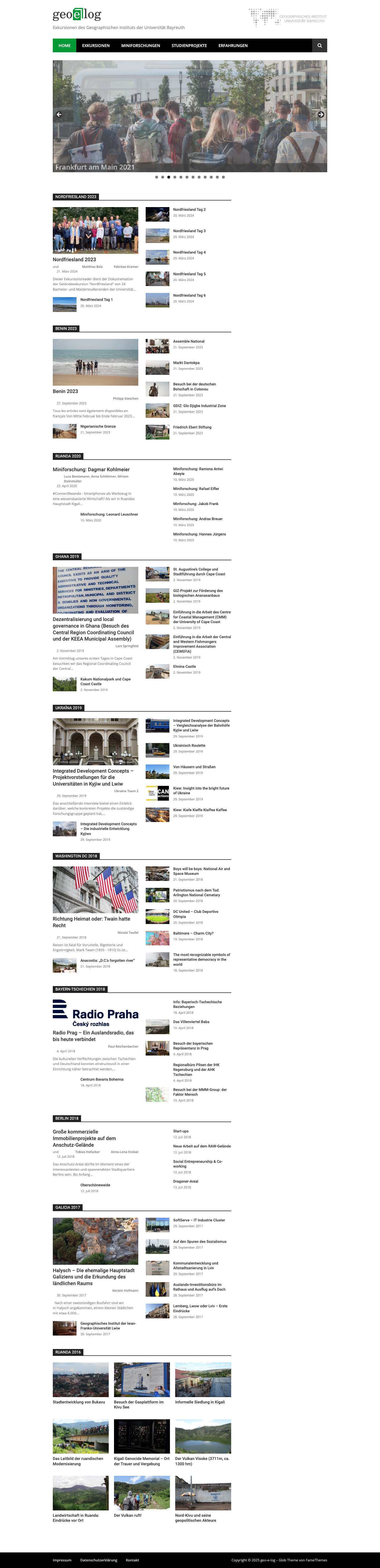 geo-e-log – Exkursionen des Geographischen Instituts der Universität Bayreuth - Full Screenshot