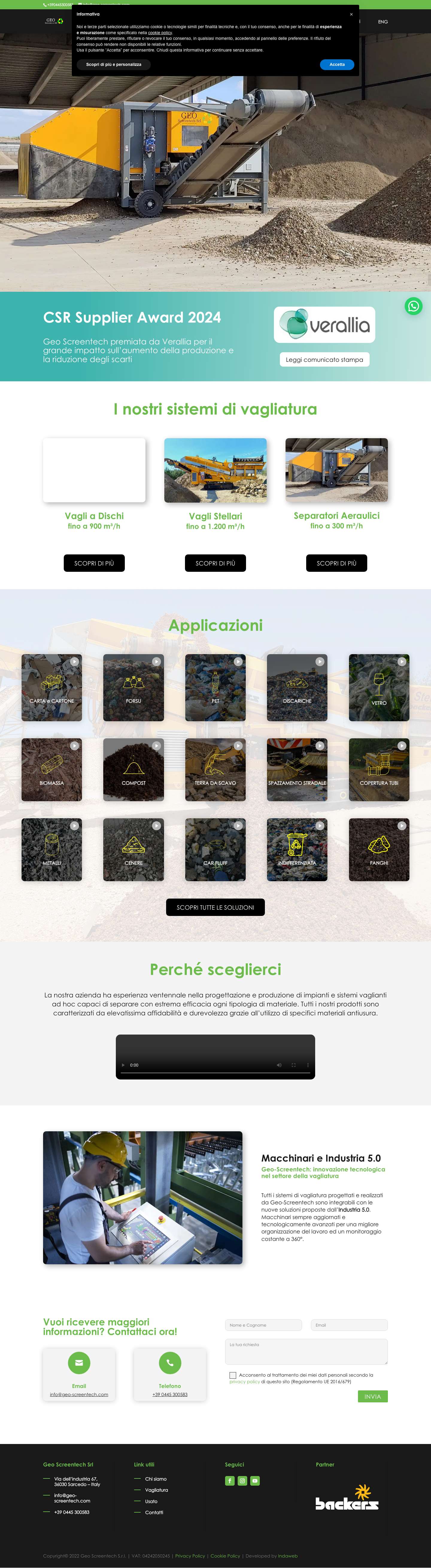 Impianto di Vagliatura e Impianti Aeraulici - Geo ScreentechWhatsApp - Full Screenshot