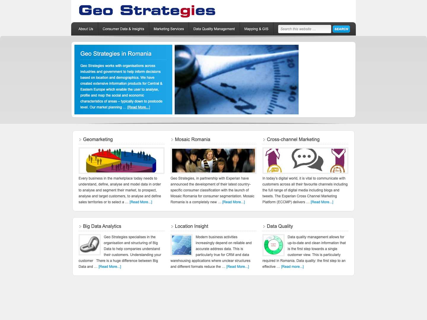 Geo Strategies - Geo Strategies supplies mapping, GIS, Mosaic, financial segmentations and data for Romania, address cleansing, standardisation and de-duplication - Full Screenshot