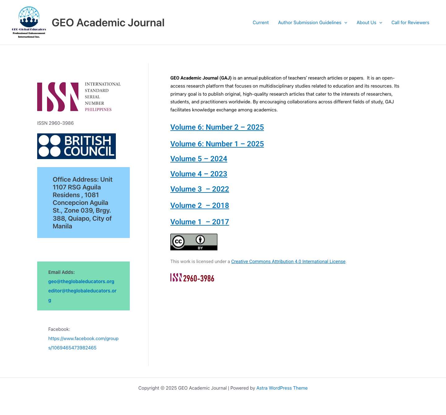 Current - GEO Academic Journal - Full Screenshot