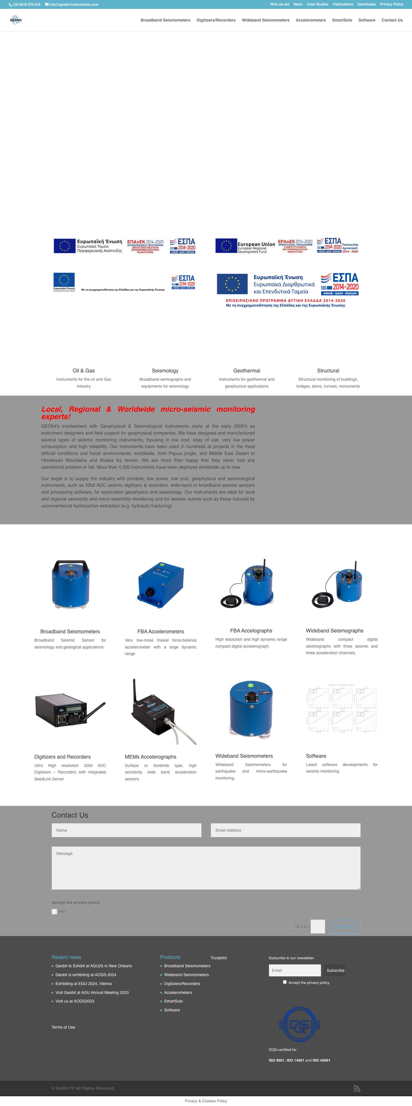 GEObit instruments - Seismic Sensors Digitizers and Recorders - Full Screenshot