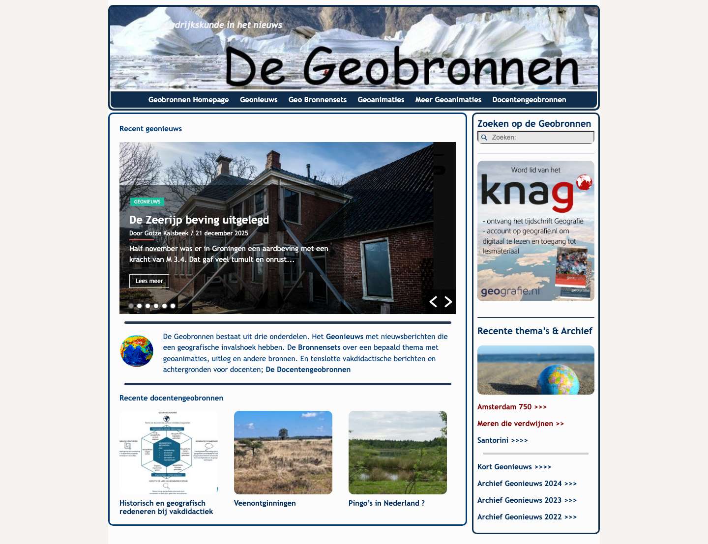 De Geobronnen – Aardrijkskunde in het nieuws - Full Screenshot