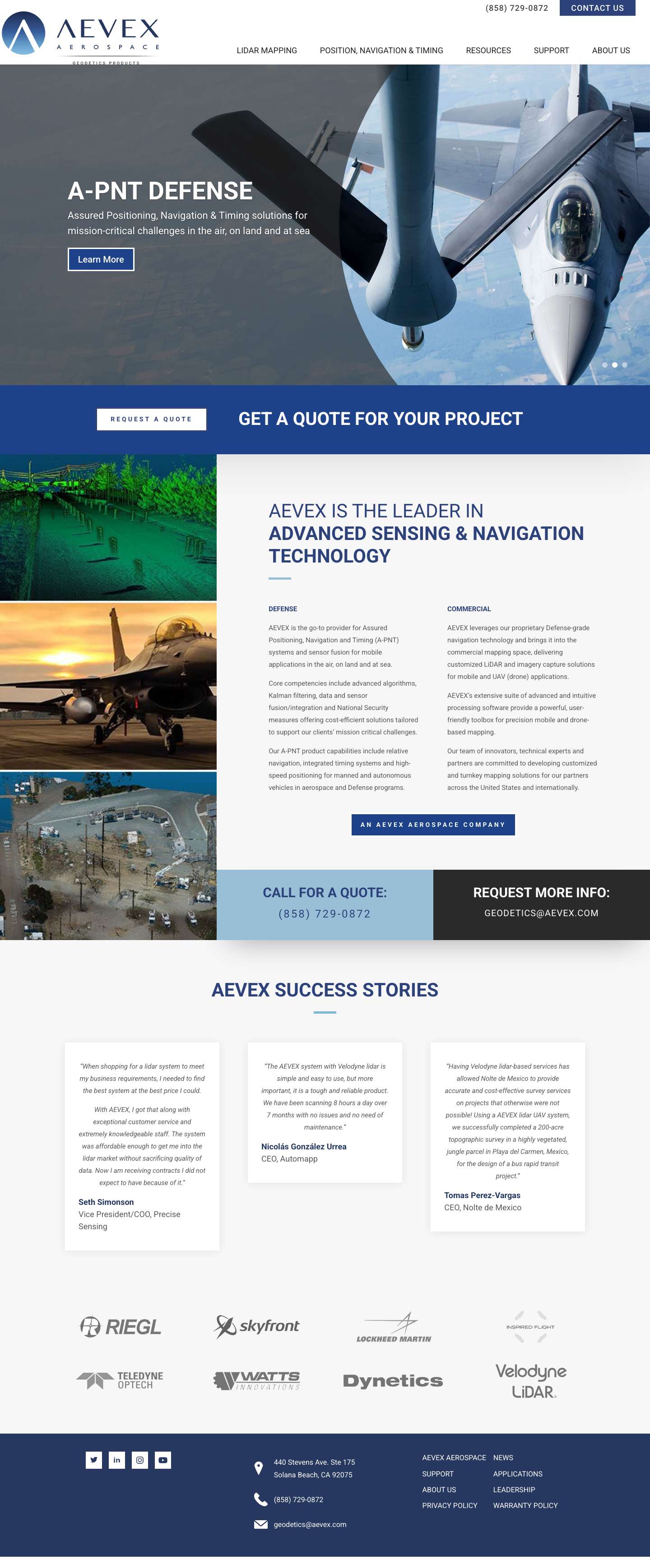 Leader in Advanced Sensing & Navigation Technology | Geodetics - Full Screenshot