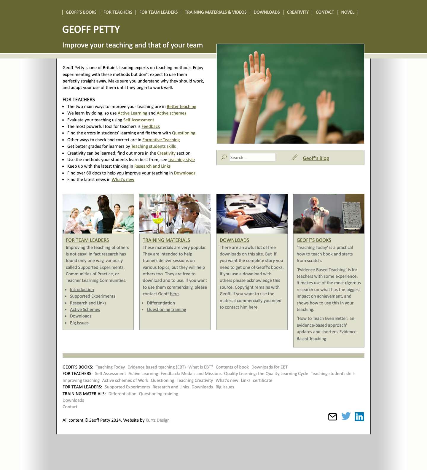 Home Page - Geoff PettyGeoff Petty | Improve your teaching and that of your team - Full Screenshot