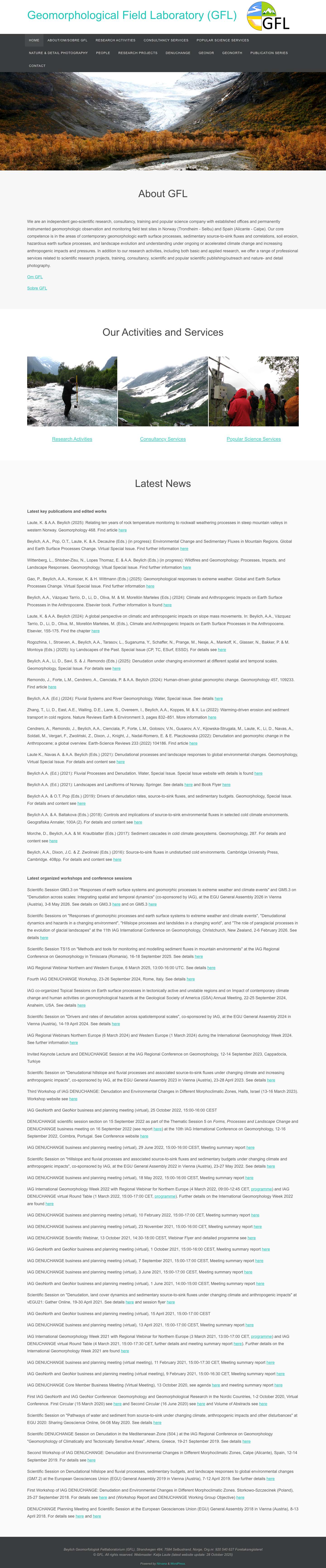 Geomorphological Field Laboratory (GFL) - Full Screenshot