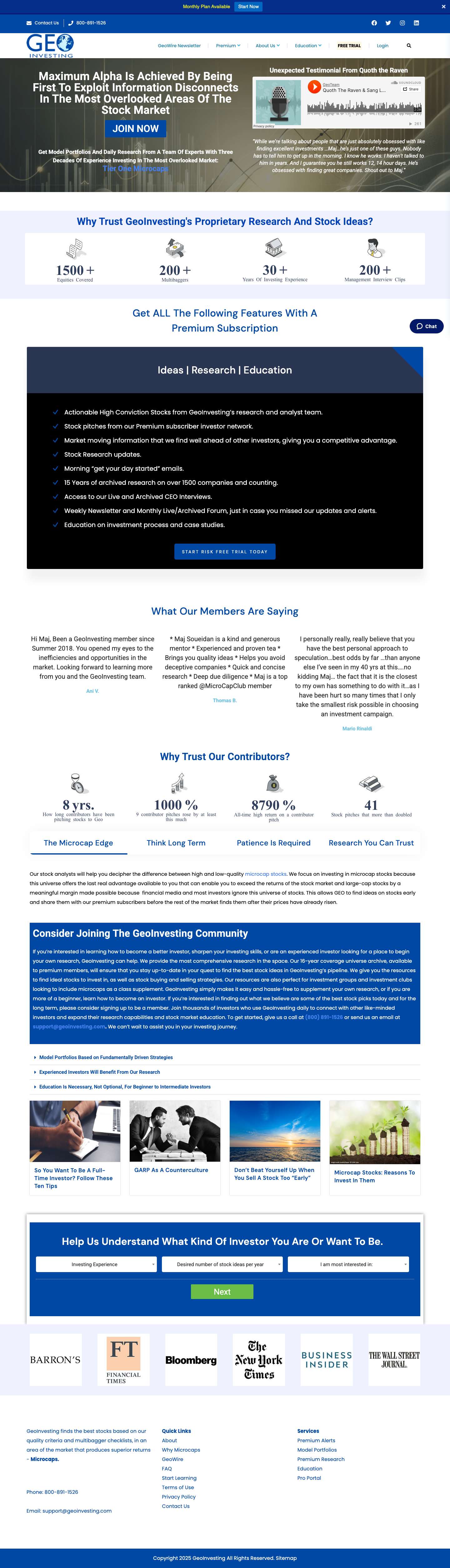 Best Investment Services | How To Become An Investor | Stock Education | Investment Experts | GeoInvesting - Full Screenshot