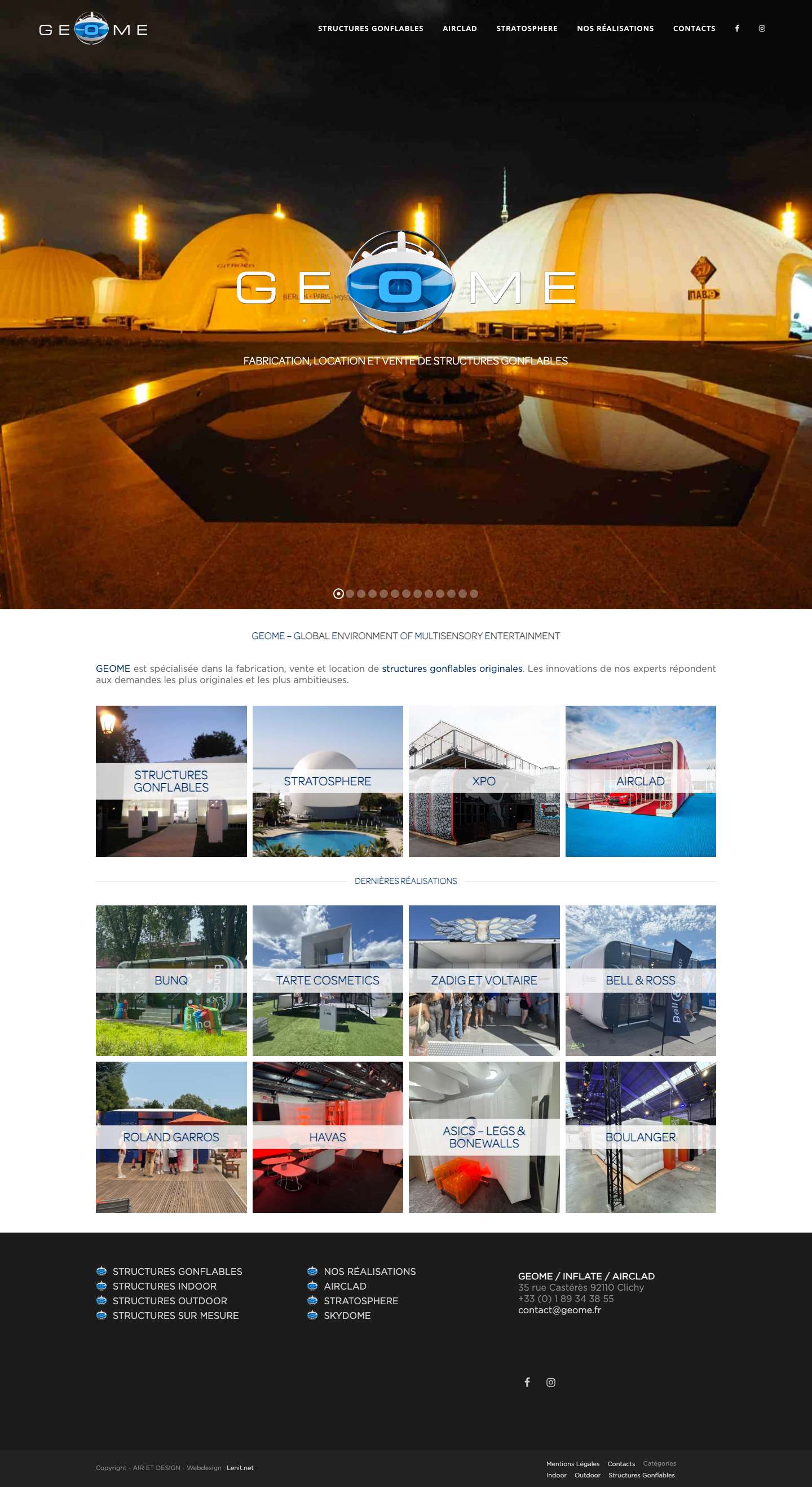 GEOME - Fabrication, location et vente de structures gonflables - Full Screenshot
