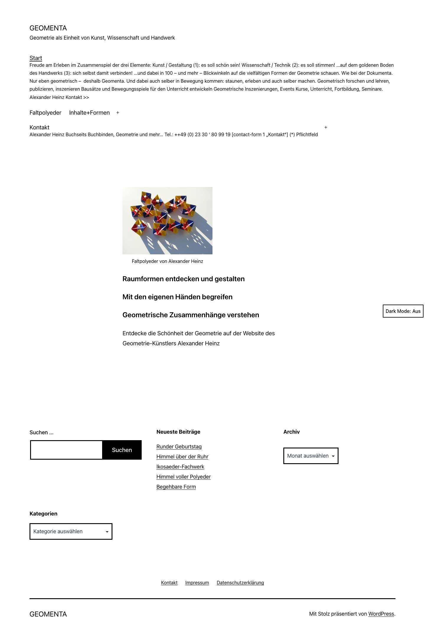 Geomenta – Geometrie als Einheit von Kunst, Wissenschaft und Handwerk - Full Screenshot