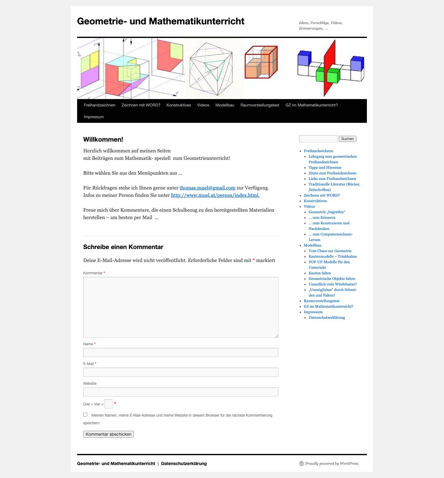 Geometrie- und Mathematikunterricht | Ideen, Vorschläge, Videos, Erinnerungen, …. - Full Screenshot