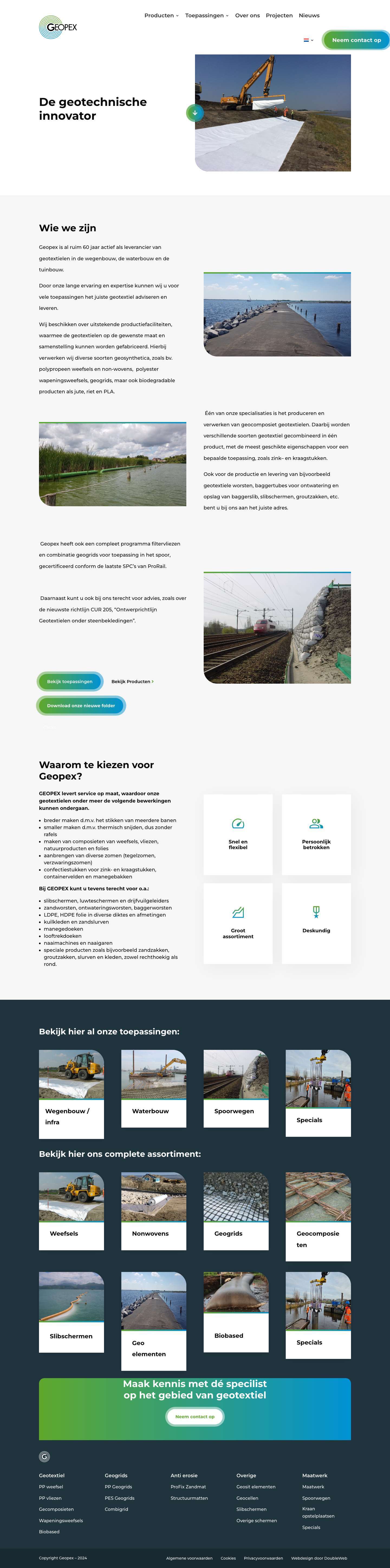Geopex | Uw partner voor geotextiel! - Full Screenshot
