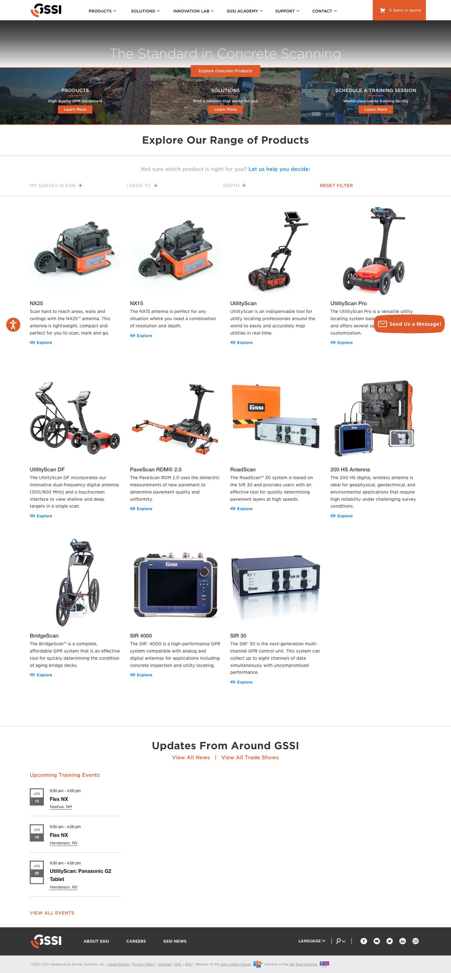Ground Penetrating Radar (GPR) Equipment | GSSI Inc. | Georadar - Full Screenshot