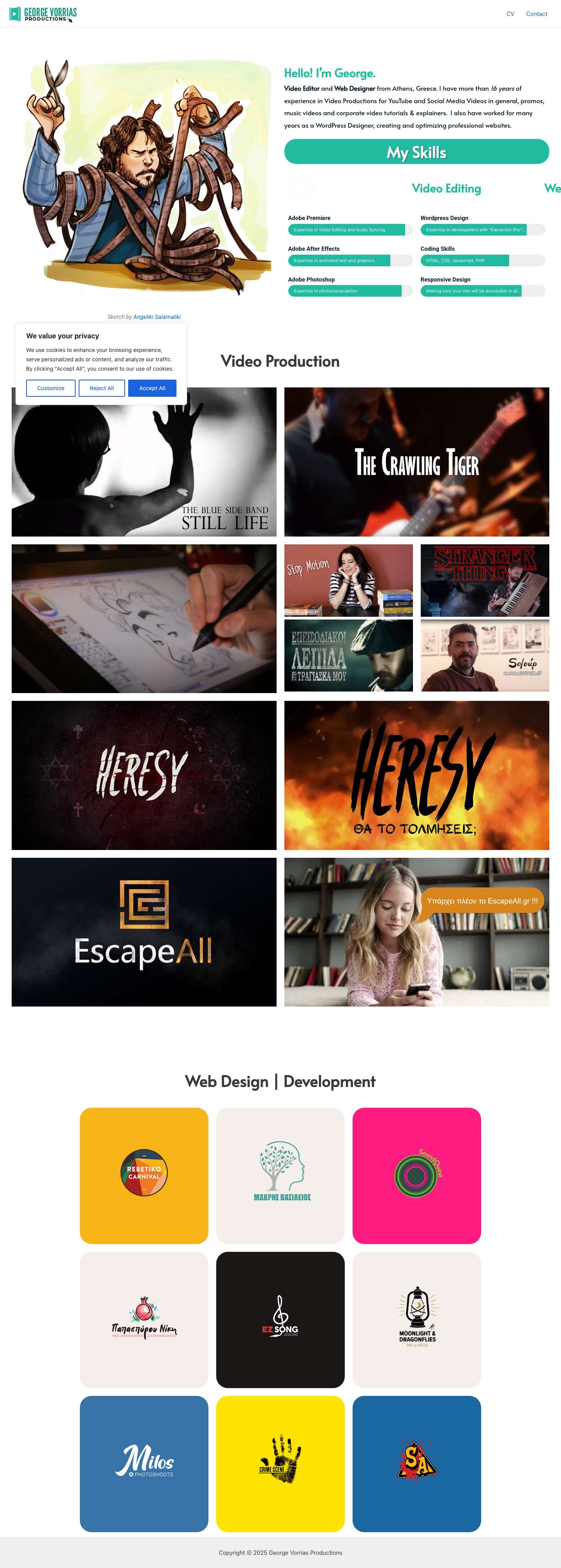 George Vorrias Productions – Video Authoring, Web Design & Development - Full Screenshot