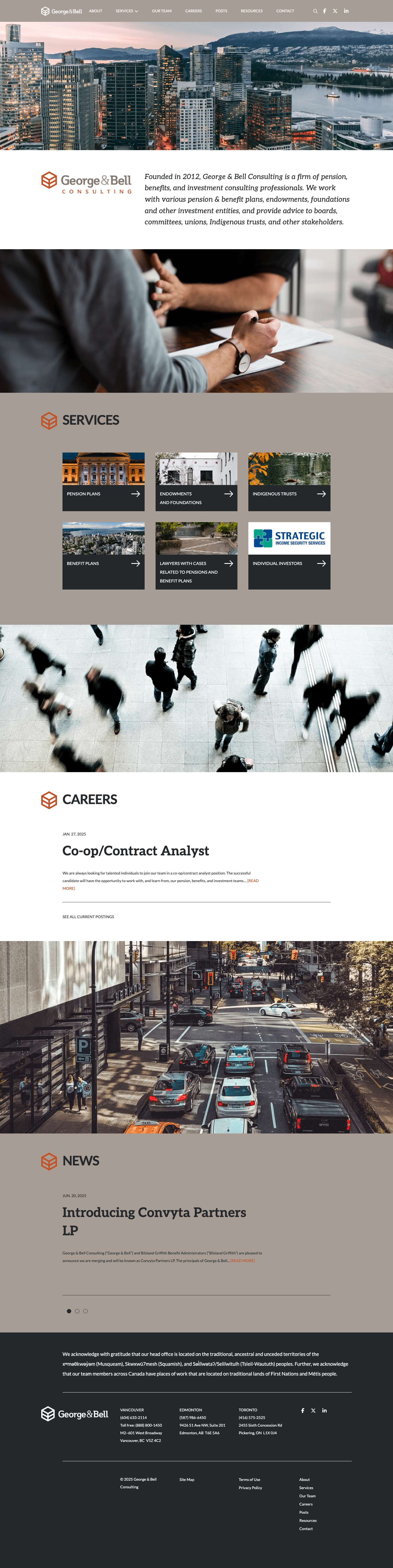 George & Bell Consulting | BC Actuarial firm specializing in Pensions, Benefits and Investments - Full Screenshot