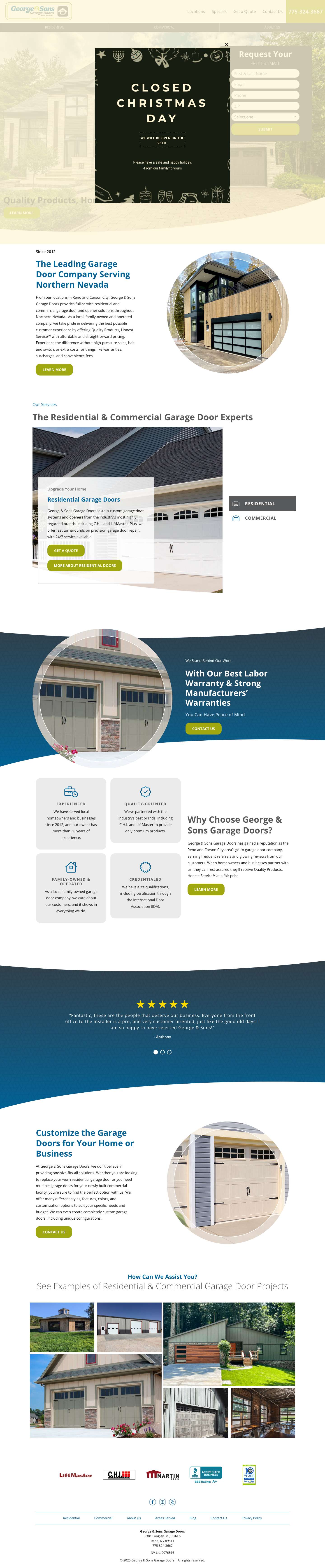 Garage Door Company | George & Sons - Full Screenshot