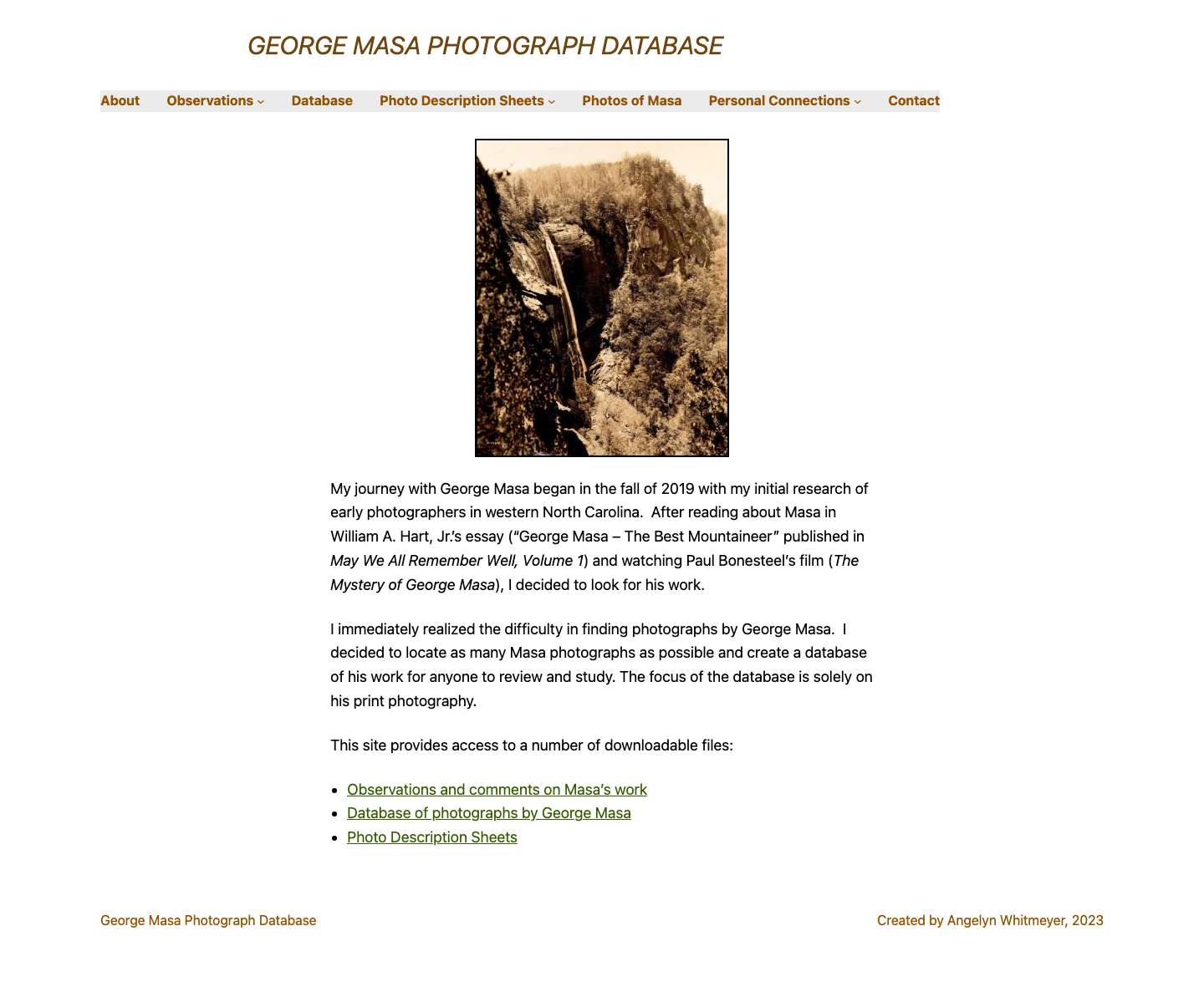 George Masa Photograph Database - Full Screenshot
