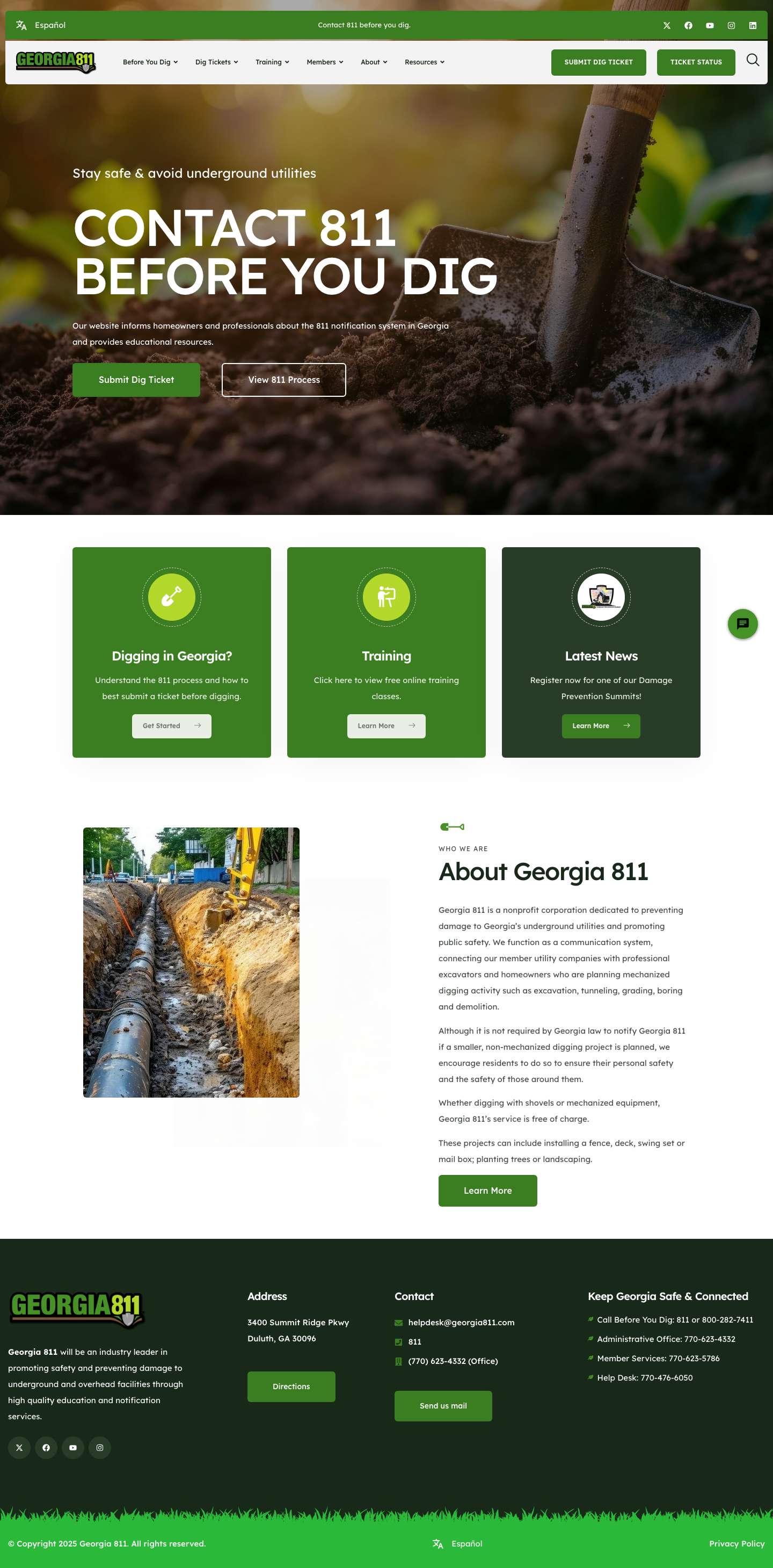 Homepage - Georgia 811 - Full Screenshot