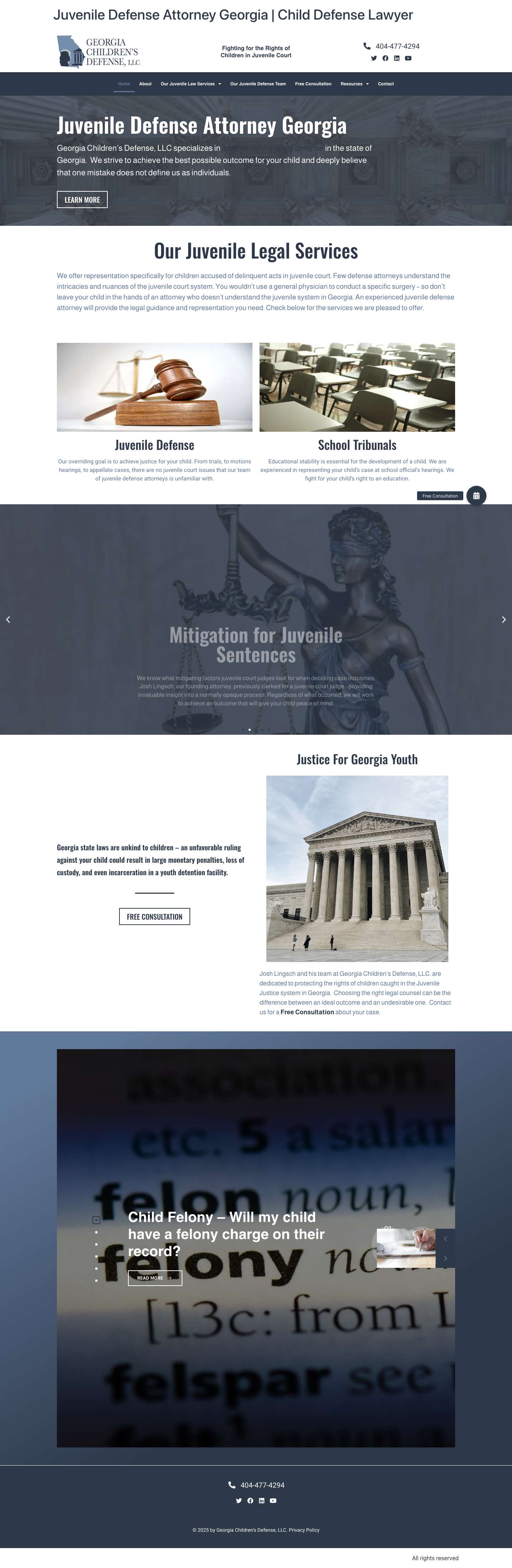 Juvenile Defense Attorney Georgia | Child Defense Lawyer - Full Screenshot