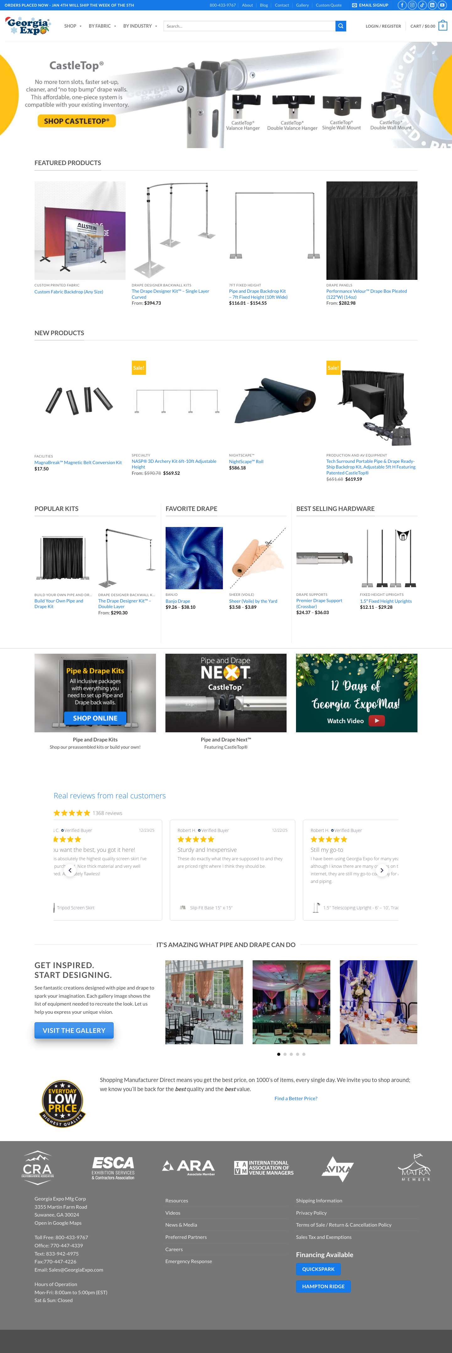 Pipe and Drape and Event Equipment | Georgia Expo Manufacturing - Full Screenshot