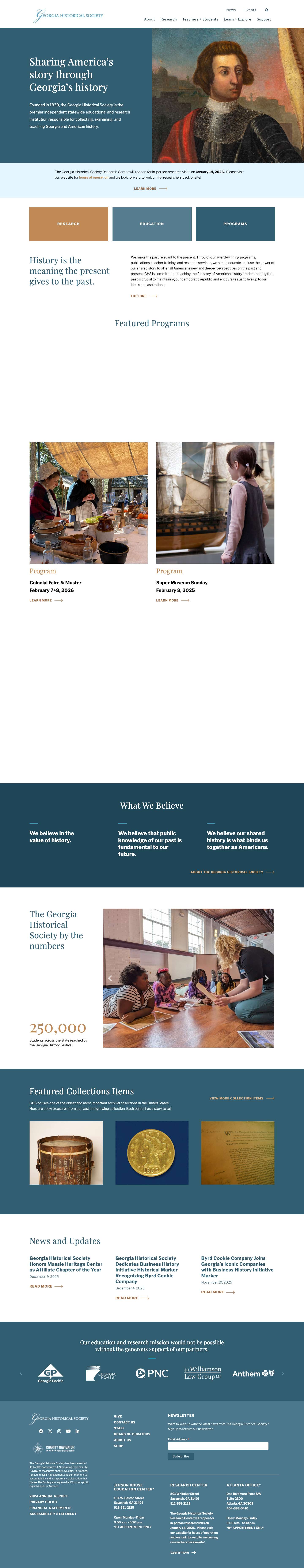 Georgia Historical Society - Full Screenshot