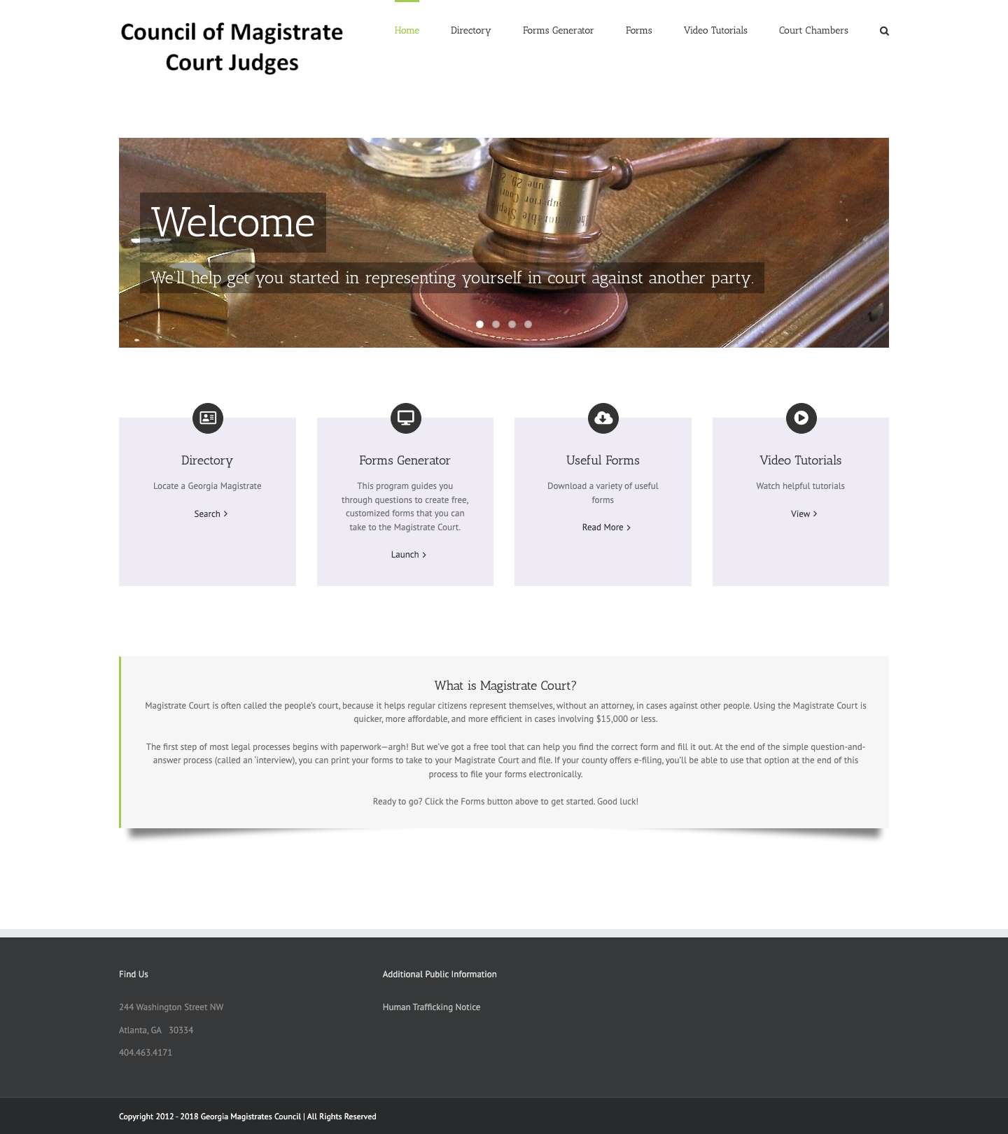 georgiamagistratecouncil.com – We’ll help get you started in representing yourself in court against another party. - Full Screenshot