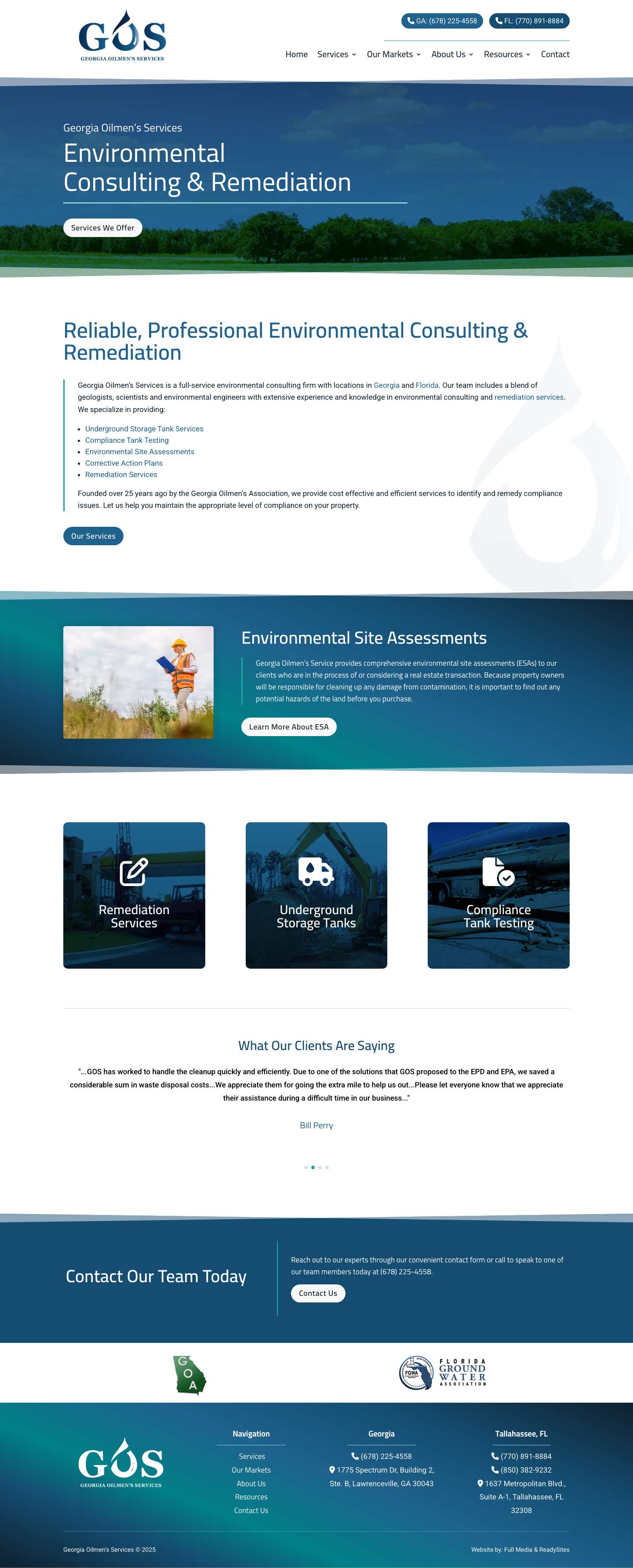 Environmental Consultants in GA & FL | Georgia Oilmen's Services - Full Screenshot