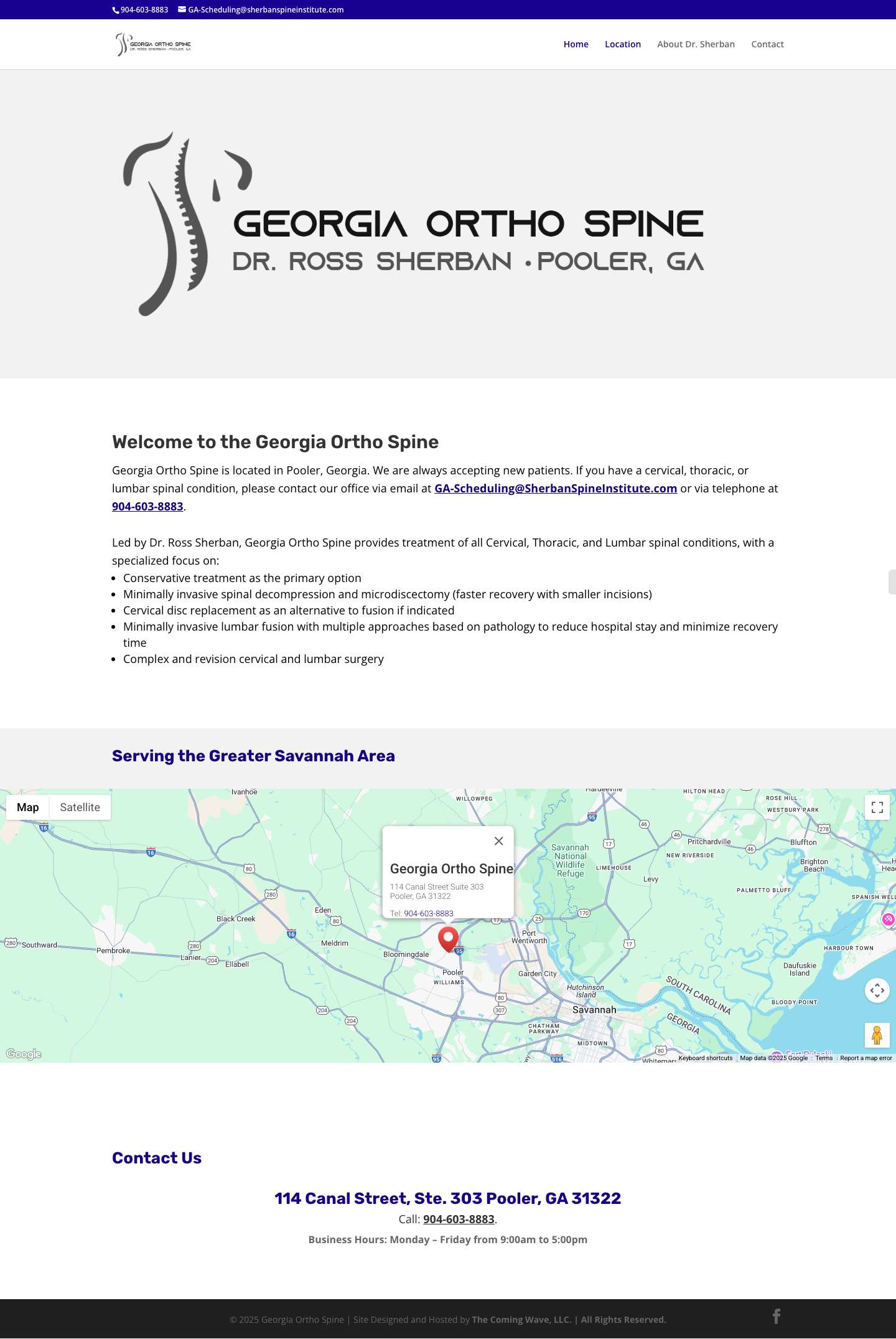Georgia Ortho Spine | 904-603-8883 - Full Screenshot