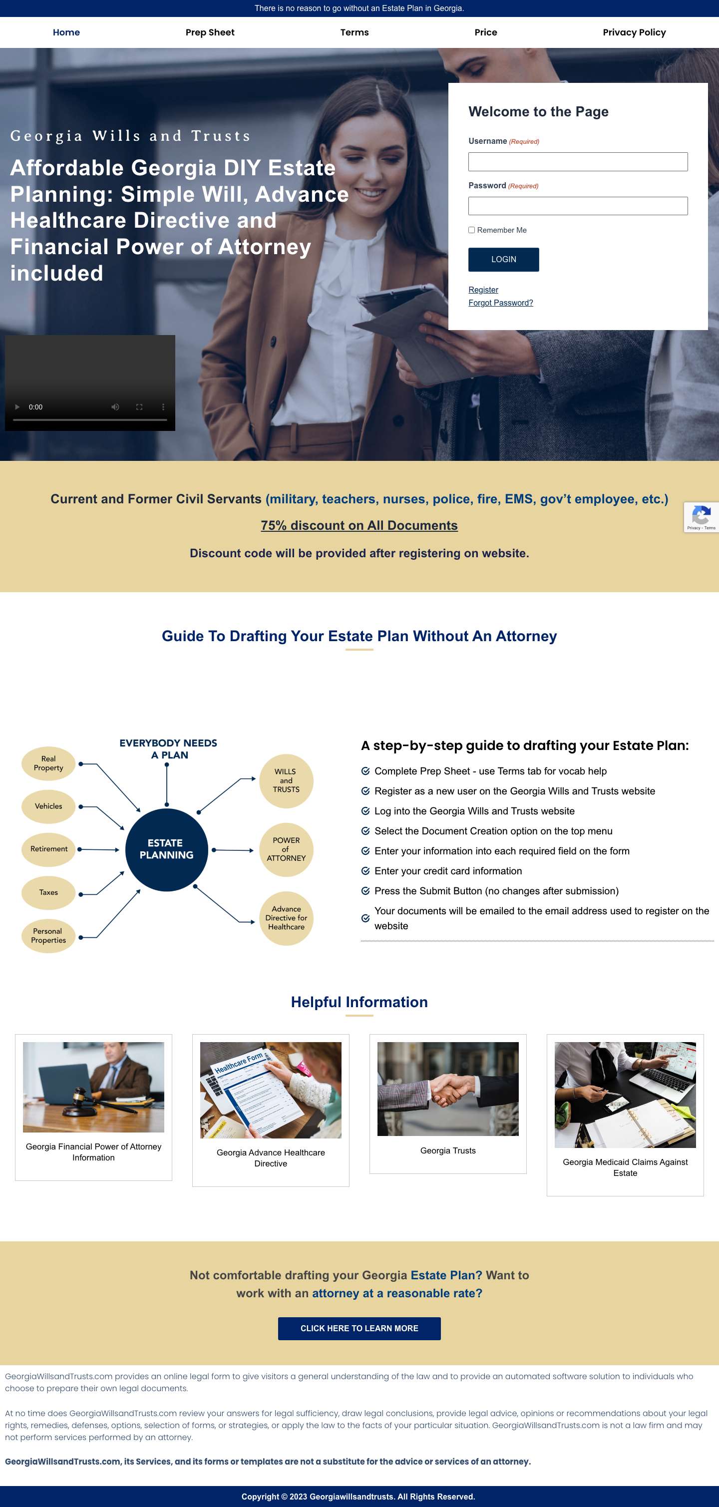 Home - Georgia Wills and Trusts - Full Screenshot