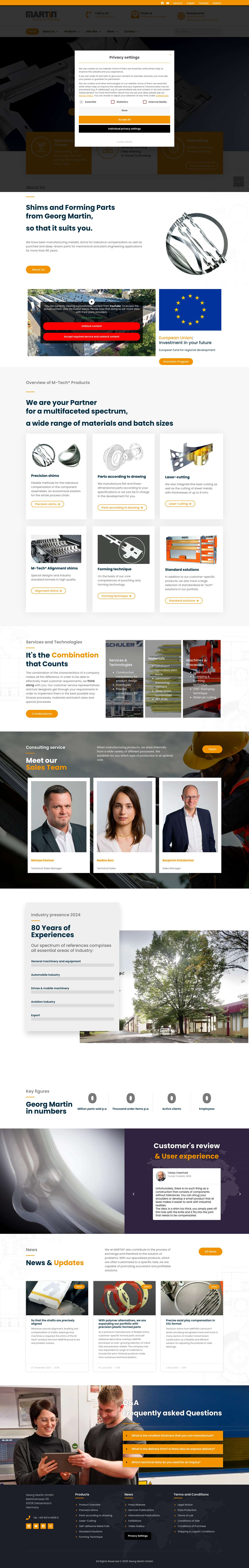 Shims and Forming Parts | MARTIN® Your Partner for Precision - Full Screenshot