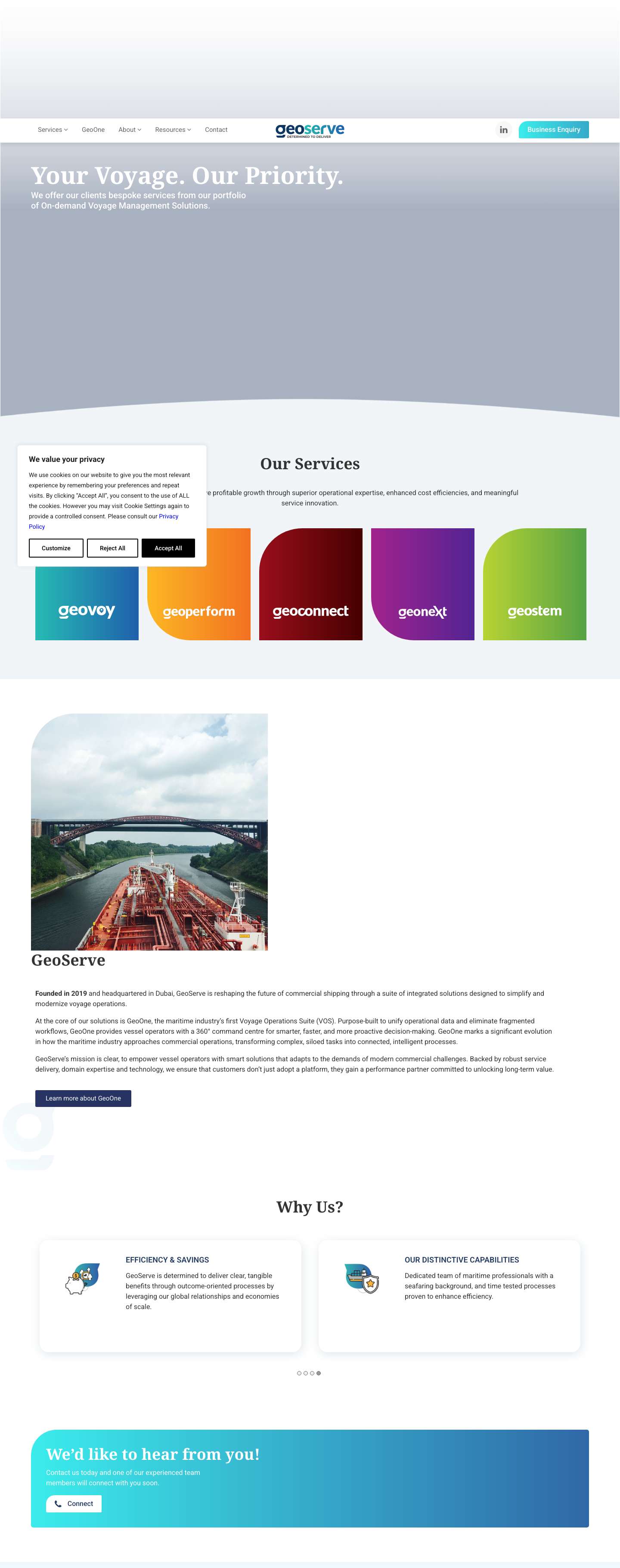 GeoServe | Your Voyage. Our Priority. - Full Screenshot