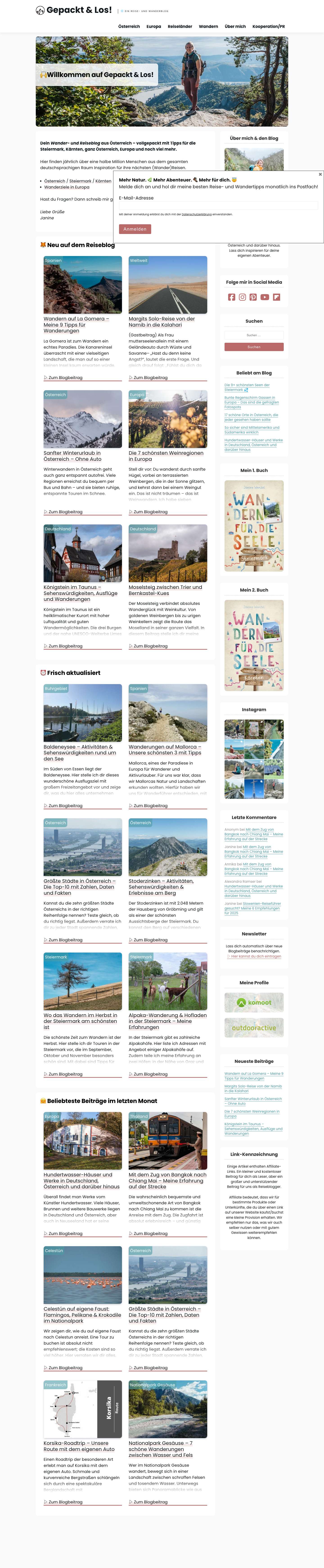Gepackt & Los! ist ein Reise- und Wanderblog aus Österreich - Full Screenshot