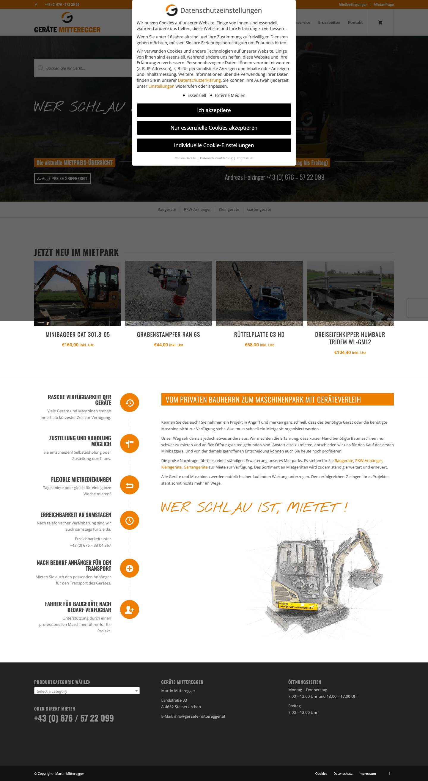 Geräte mieten & kaufen | Geräte Mitteregger • Wer schlau ist mietet! - Full Screenshot