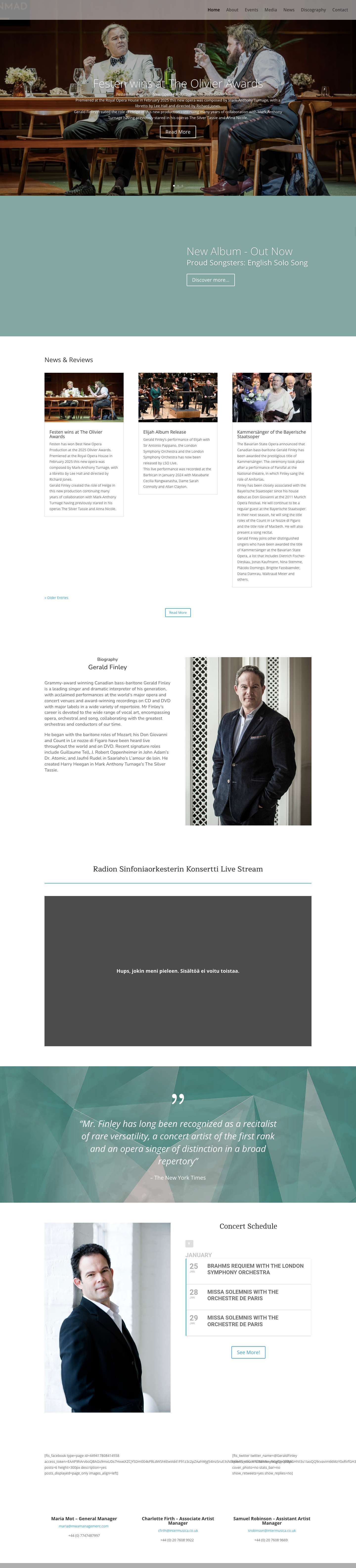 Gerald Finley | The Official Website of Bass-Baritone Gerald Finley - Full Screenshot