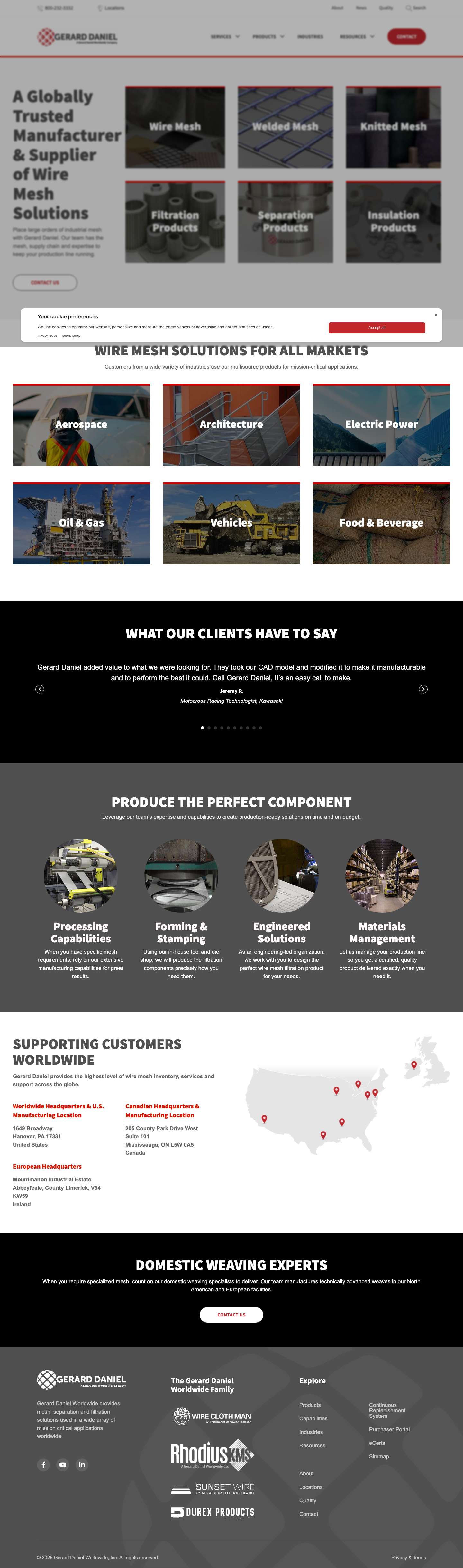 Gerard Daniel | A Globally Trusted Manufacturer & Supplier of Wire Mesh Solutions - Full Screenshot